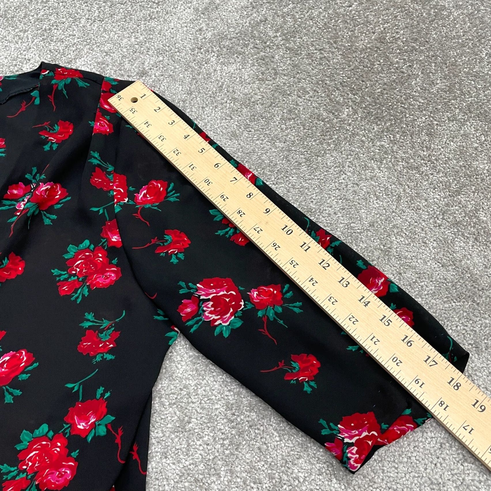 Vintage Norton McNaughton Tunic Button-Up Blouse Womens 16 Black Floral Half Sleeve Top Size XXL / US 16-18 / IT 52-54 - 7 Thumbnail