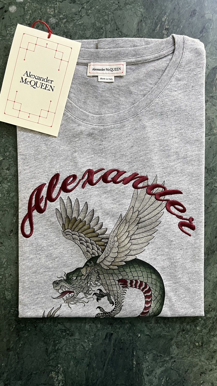 Alexander McQueen Alexander McQueen embroidered logo with dragon print tshirt Size US M / EU 48-50 / 2 - 1 Thumbnail