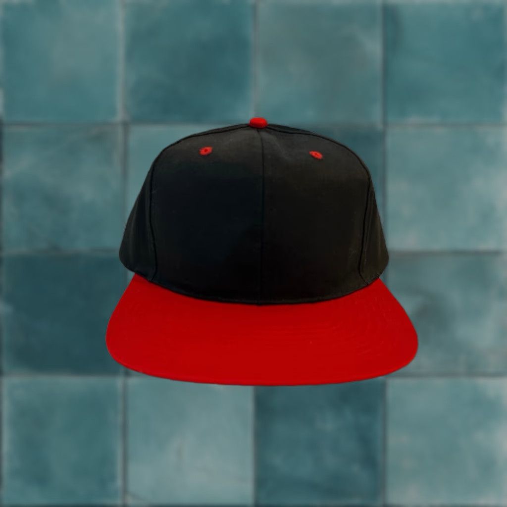 Vintage VINTAGE black & red snap back hat cap Adult One Size NWOT deadstock 90s 90s BRED nylon poly/cotton blend Unbranded Mens Hats Size ONE SIZE - 1 Thumbnail