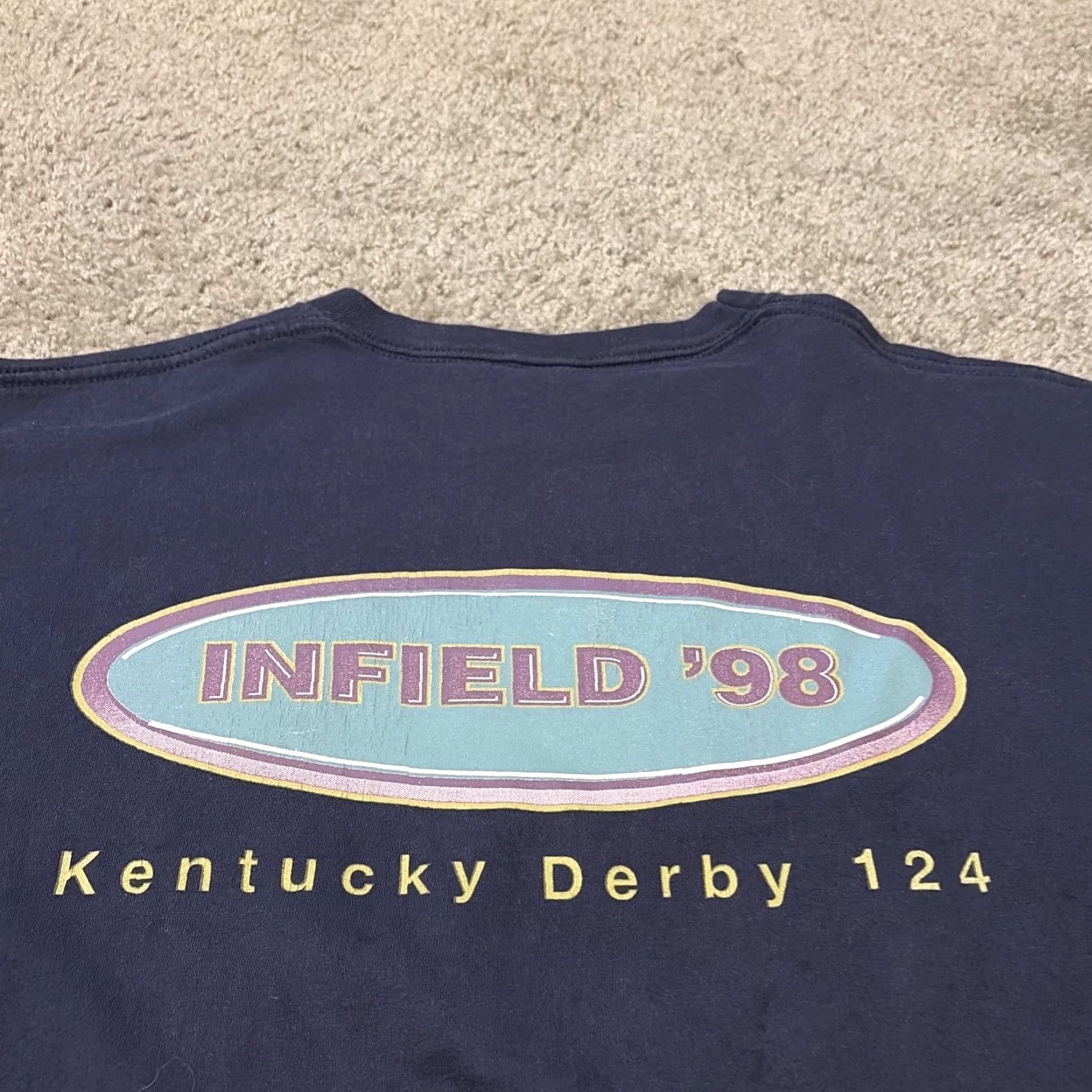 Jerzees VINTAGE Kentucky Derby Horse Racing T-Shirt XL Blue Jerzees Men Size US XL / EU 56 / 4 - 4 Thumbnail