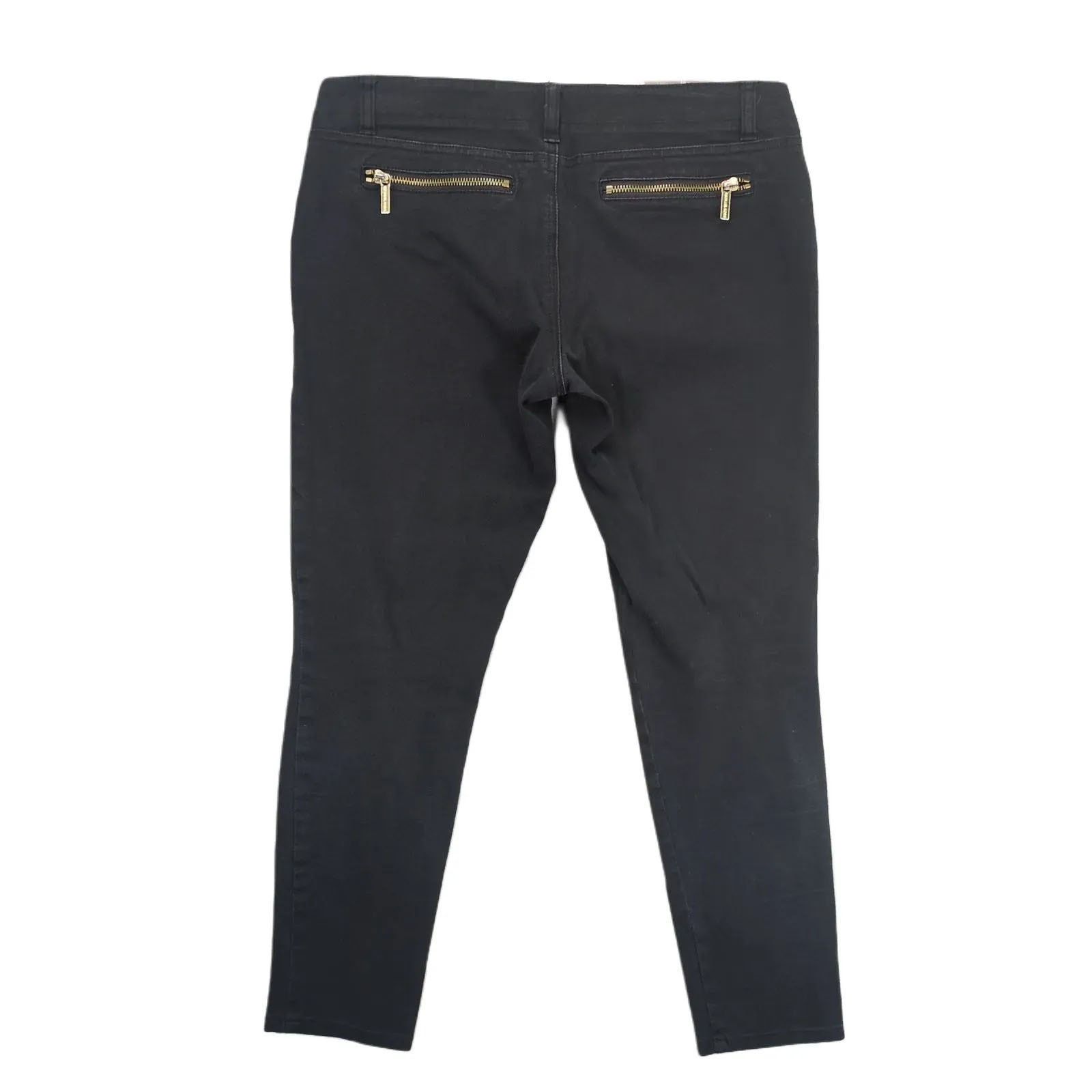 Michael Kors Michael Kors Women's 8 Gold Zippers Black Stretch Crop Jeans Size 30" / US 8 / IT 44 - 2 Thumbnail