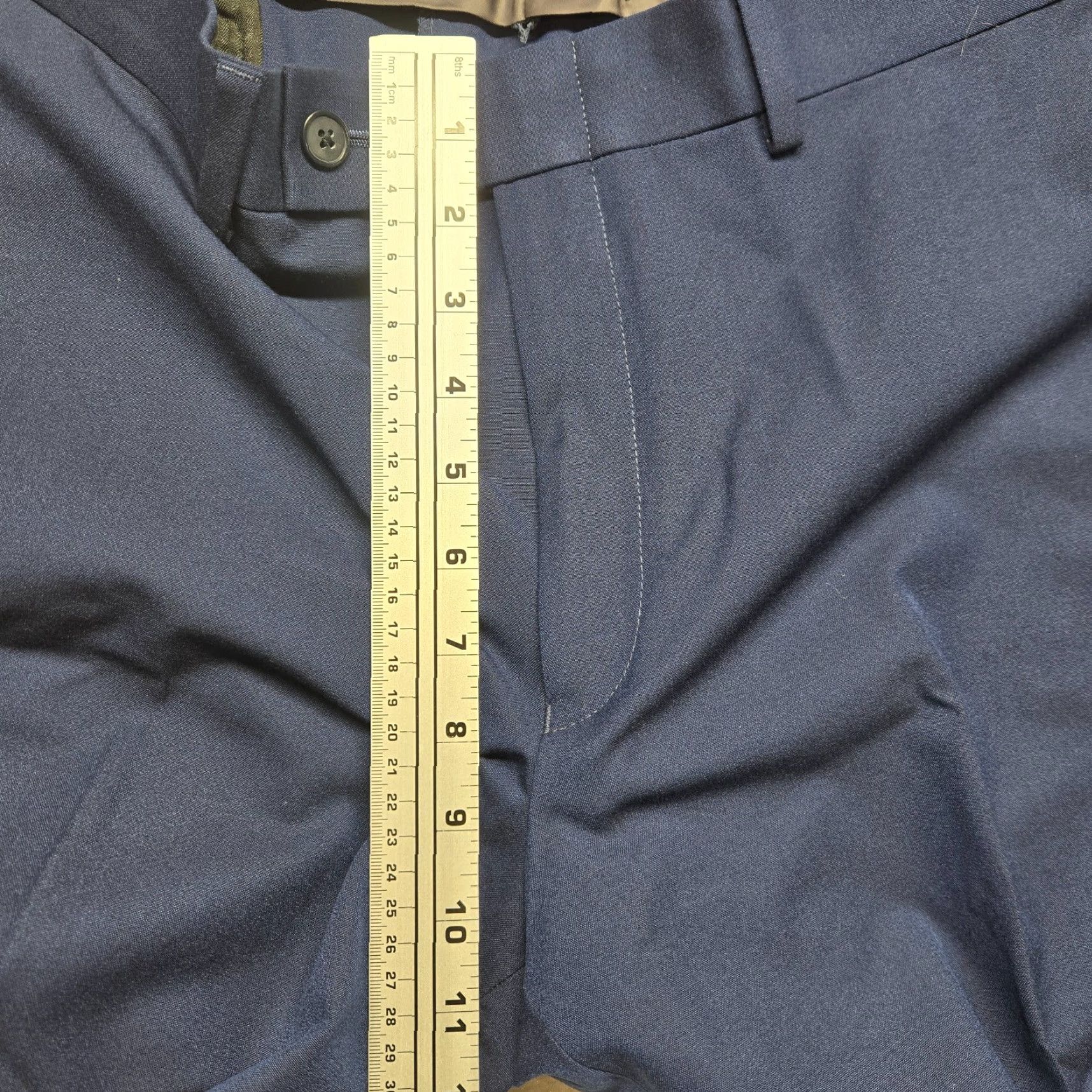 Van Heusen Van Heusen Pants Dress Blue 38 Regular Straight Mens 30 Quot; Stretch Front Slash Pockets Slacks, Flat Front, Belted, Machine Washable Size US 38 / EU 54 - 5 Thumbnail