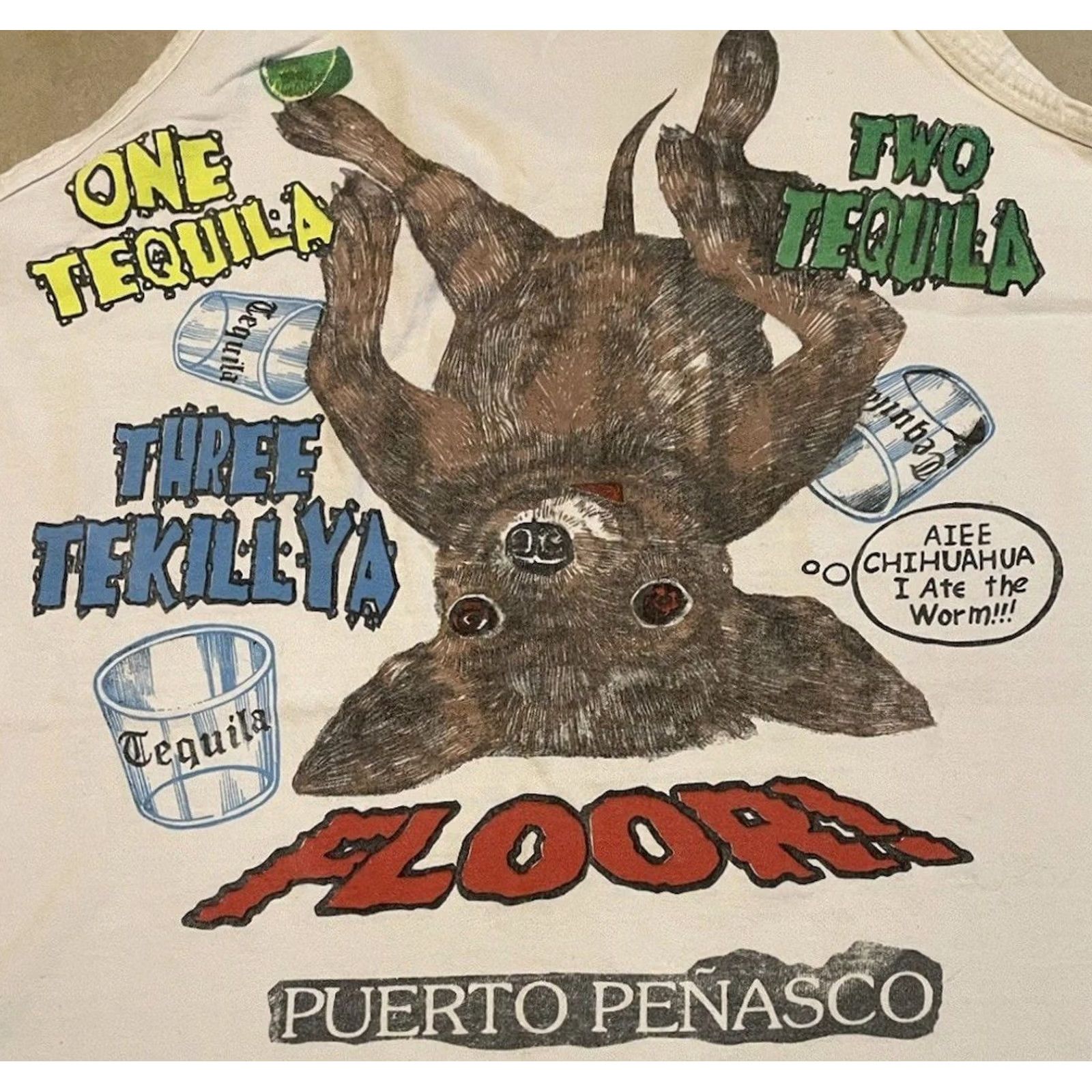 Vintage VINTAGE Drunk Chihuahua Faded Tank Top M White 90s Beach Grunge Funny Saying Pub Bar Tequila Mexico Punk Surf Shirt Mens Size US M / EU 48-50 / 2 - 3 Thumbnail