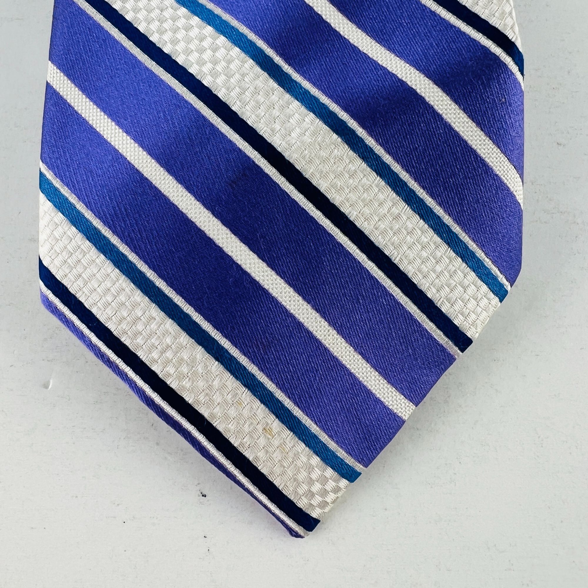 Croft & Barrow Croft & Barrow Stripes Necktie Tie Purple White Blue 100% Si Size ONE SIZE - 3 Thumbnail