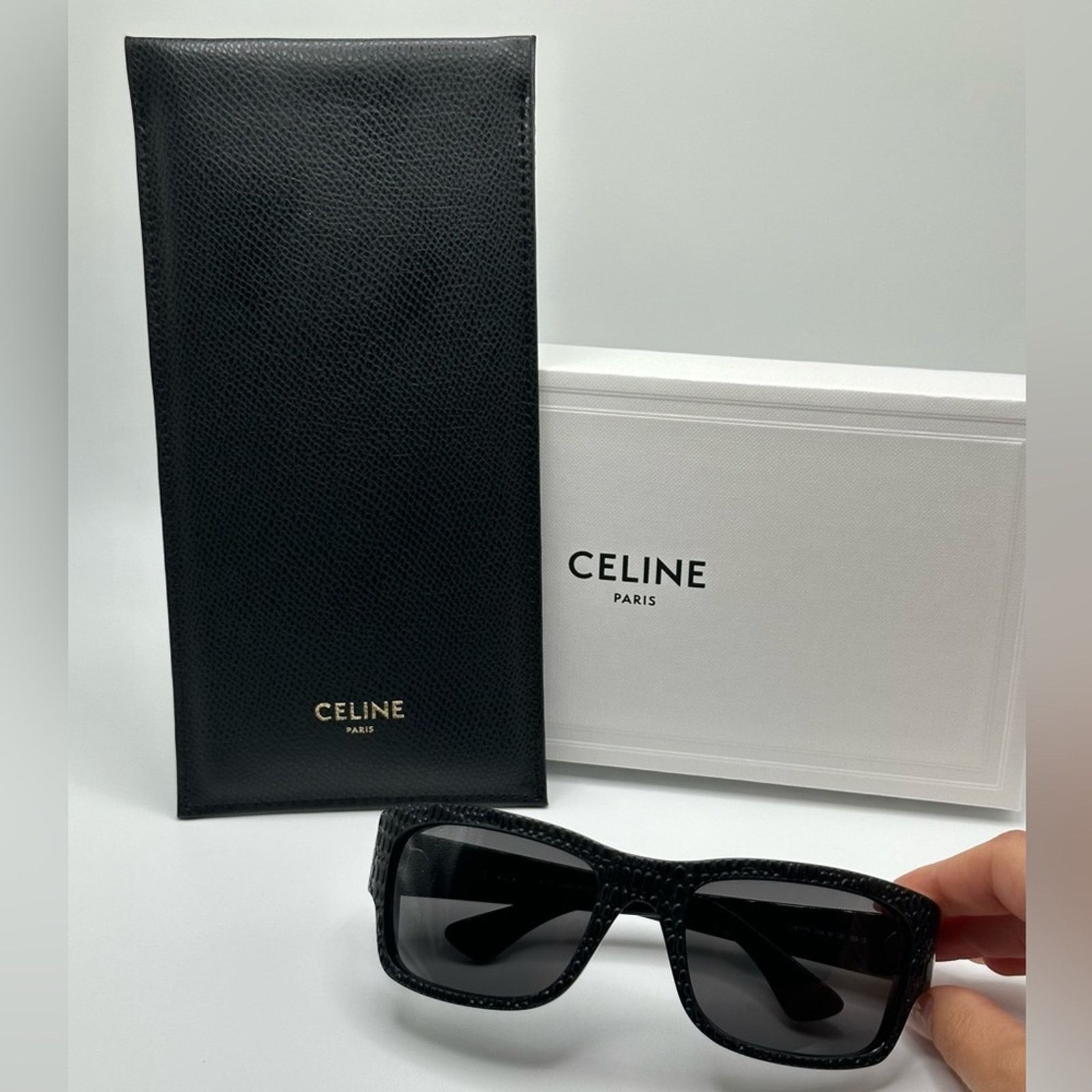 Celine BRAND NEW CELINE CL4079IL 02A Black Square Unisex Sunglasses Size ONE SIZE - 11 Thumbnail