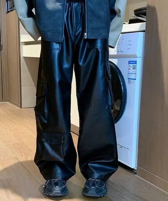Japanese Brand × Vintage PU leather Cargo Pant Size US 30 / EU 46 - 6 Thumbnail
