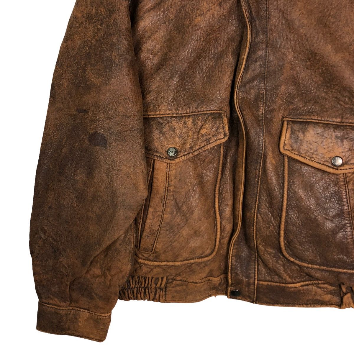 Genuine Leather 🔥Vtg Bomber Leather Jacket Fly Military Mother Harajuku Size US M / EU 48-50 / 2 - 4 Thumbnail