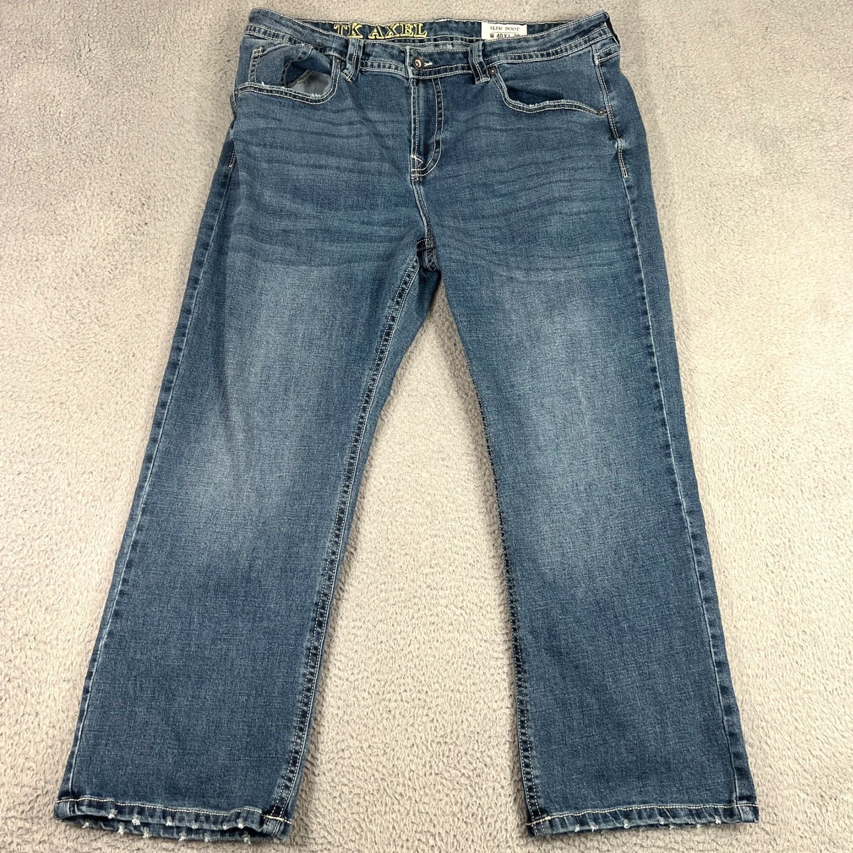 Vintage VINTAGE TK AXEL Mens Jeans 40x30 Slim Bootcut Stretch Denim Medium Wash Blue Mens Size US 40 / EU 56 - 2 Thumbnail