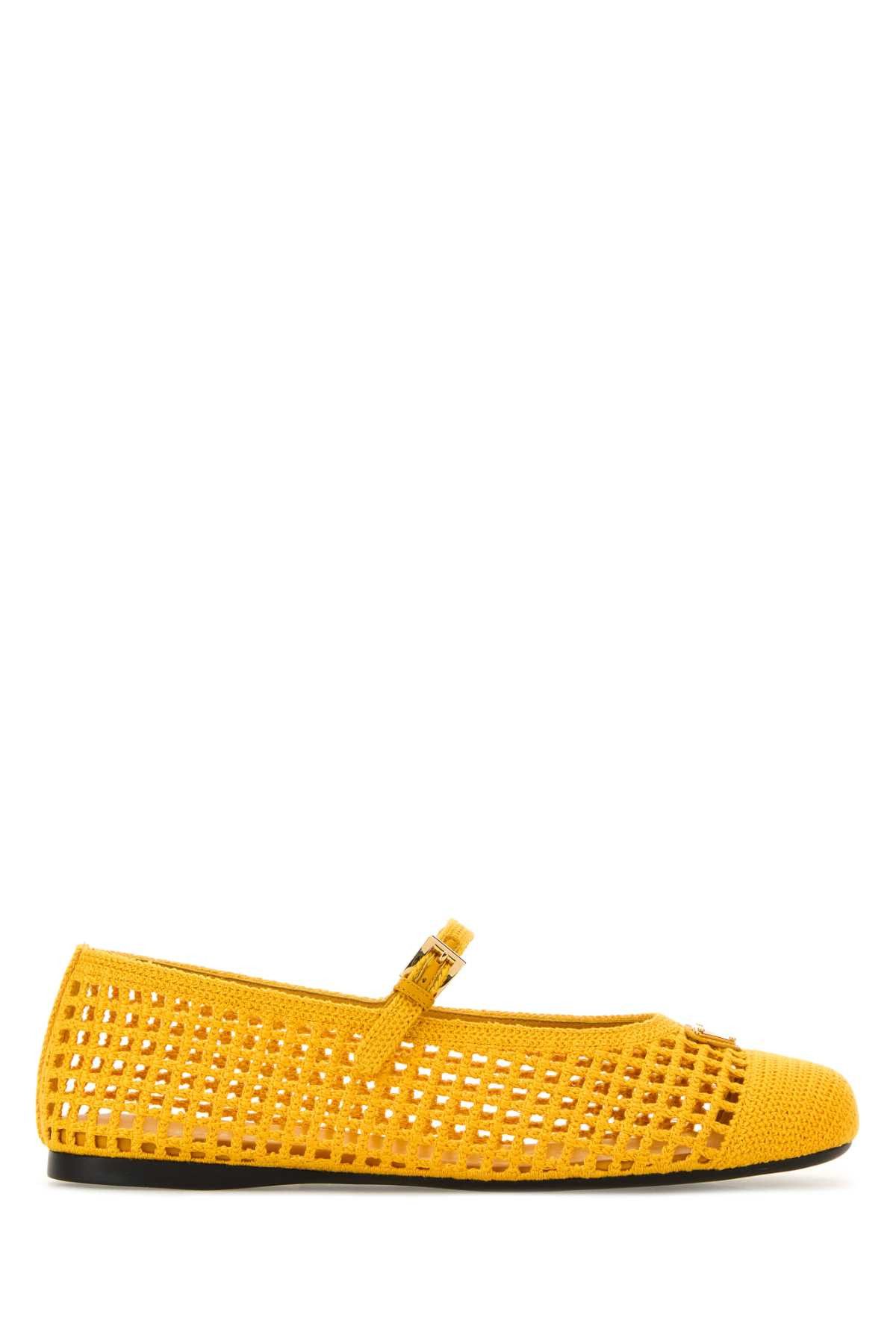 Prada Yellow Crochet Ballerinas Size US 10 / IT 40 - 1 Thumbnail