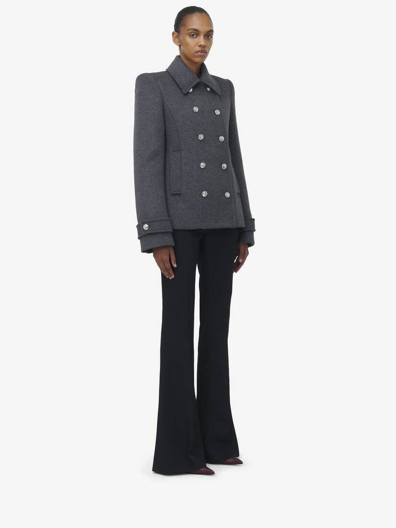Alexander McQueen o1srvl11e0226 Tailored Peacoat In Grey Size XL / US 12-14 / IT 48-50 - 4 Thumbnail