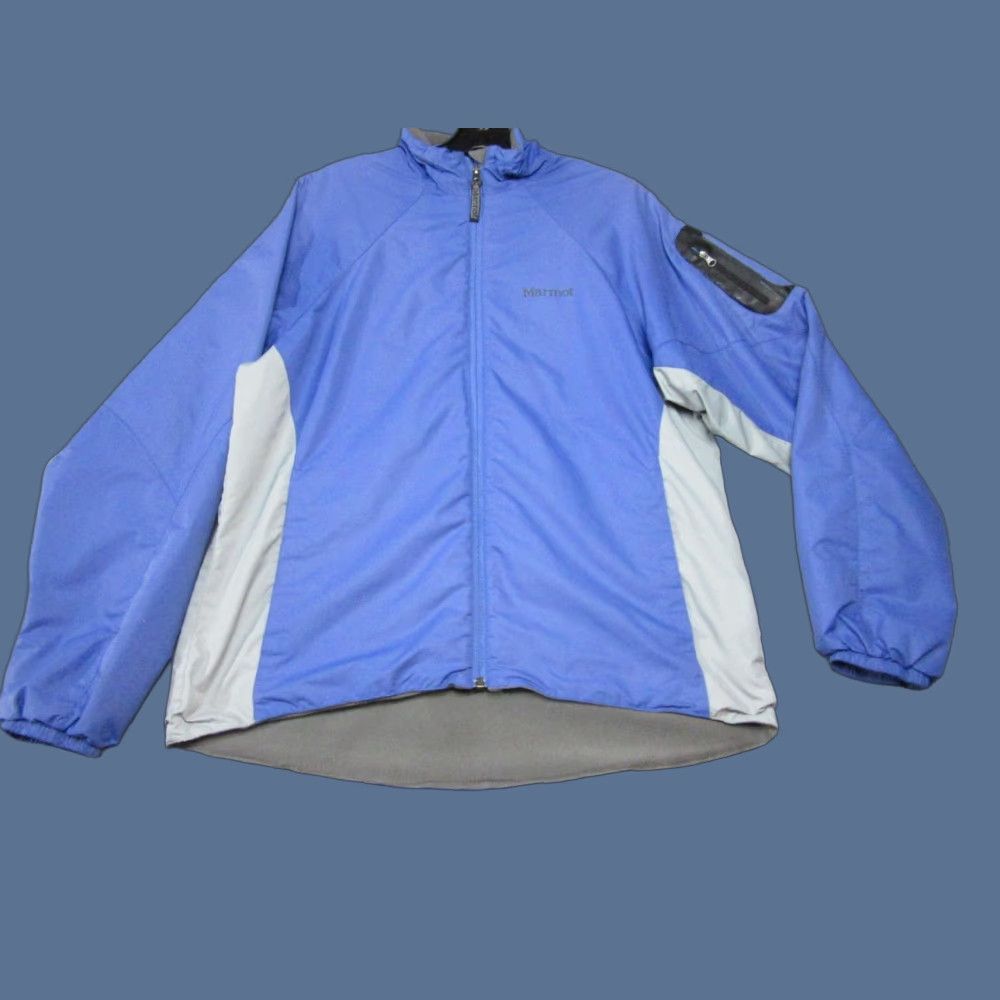 Marmot Jacket Womens L Blue Gray Full Zip Softshell Hiking Outdoor Windbreaker