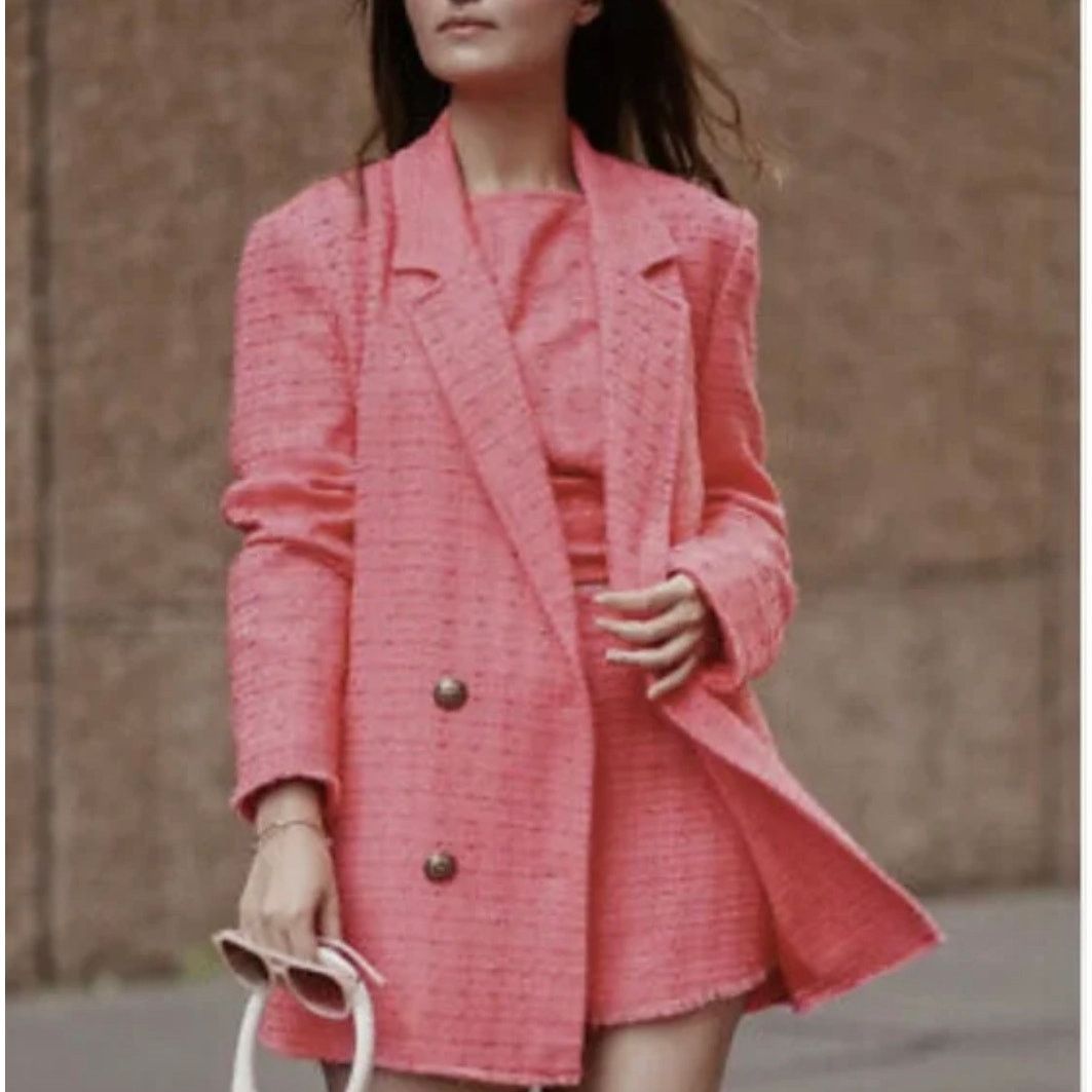 Zara ZARA BLOGGER FAVORITE TEXTURED DOUBLE BREASTED BLAZER Size S / US 4 / IT 40 - 8 Thumbnail
