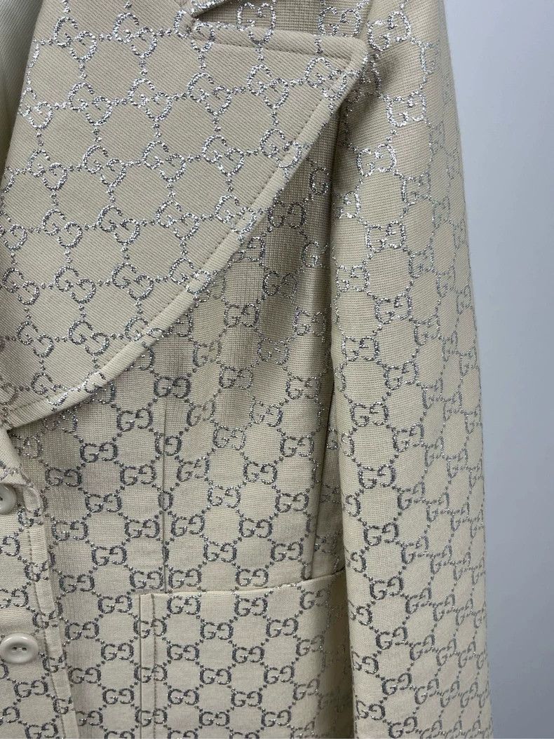 Gucci Gucci Beige full-printed logo lapel jacket 2504-Nextarrow Size S / US 4 / IT 40 - 3 Thumbnail