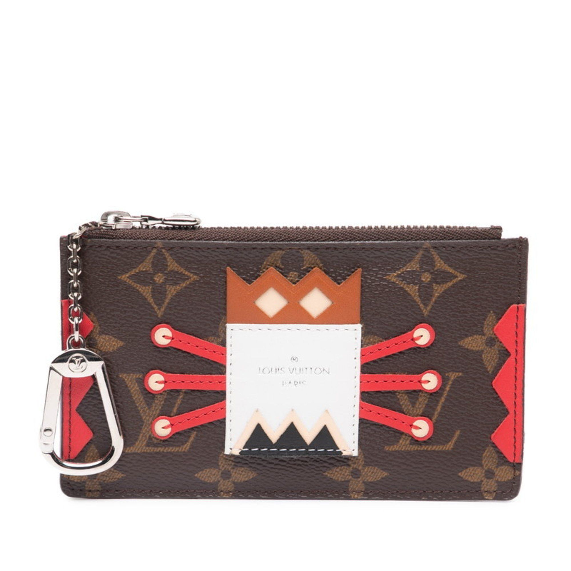Louis Vuitton Monogu Pochette Clé and Rival Mask Coin Case Key M60213 Brown White Multicolored PVC Leather Women's LOUIS VUITTON