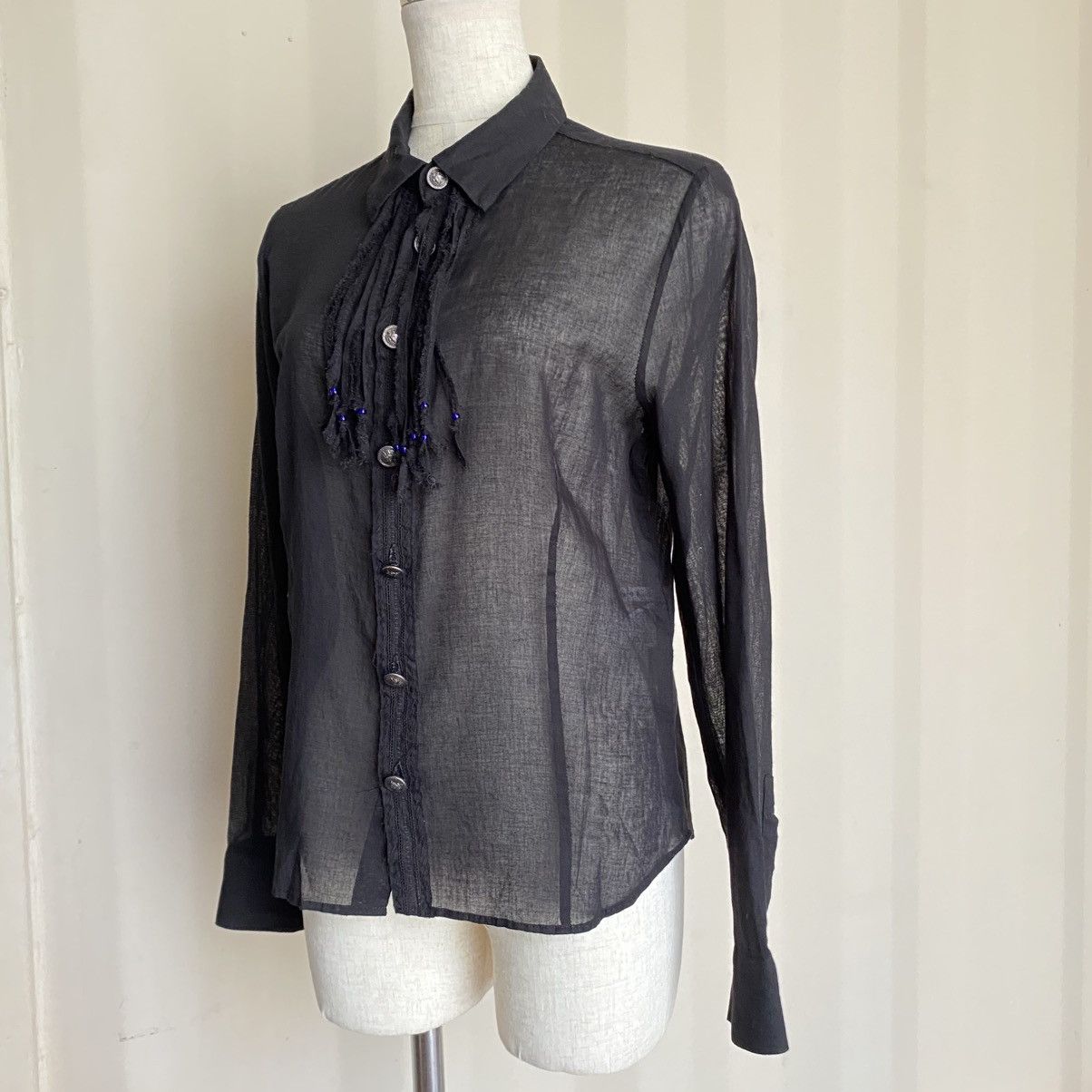 Sunao Kuwahara Sunao Kuwahara Sheer Black Fringed Blouse Size M / US 6-8 / IT 42-44 - 10 Thumbnail