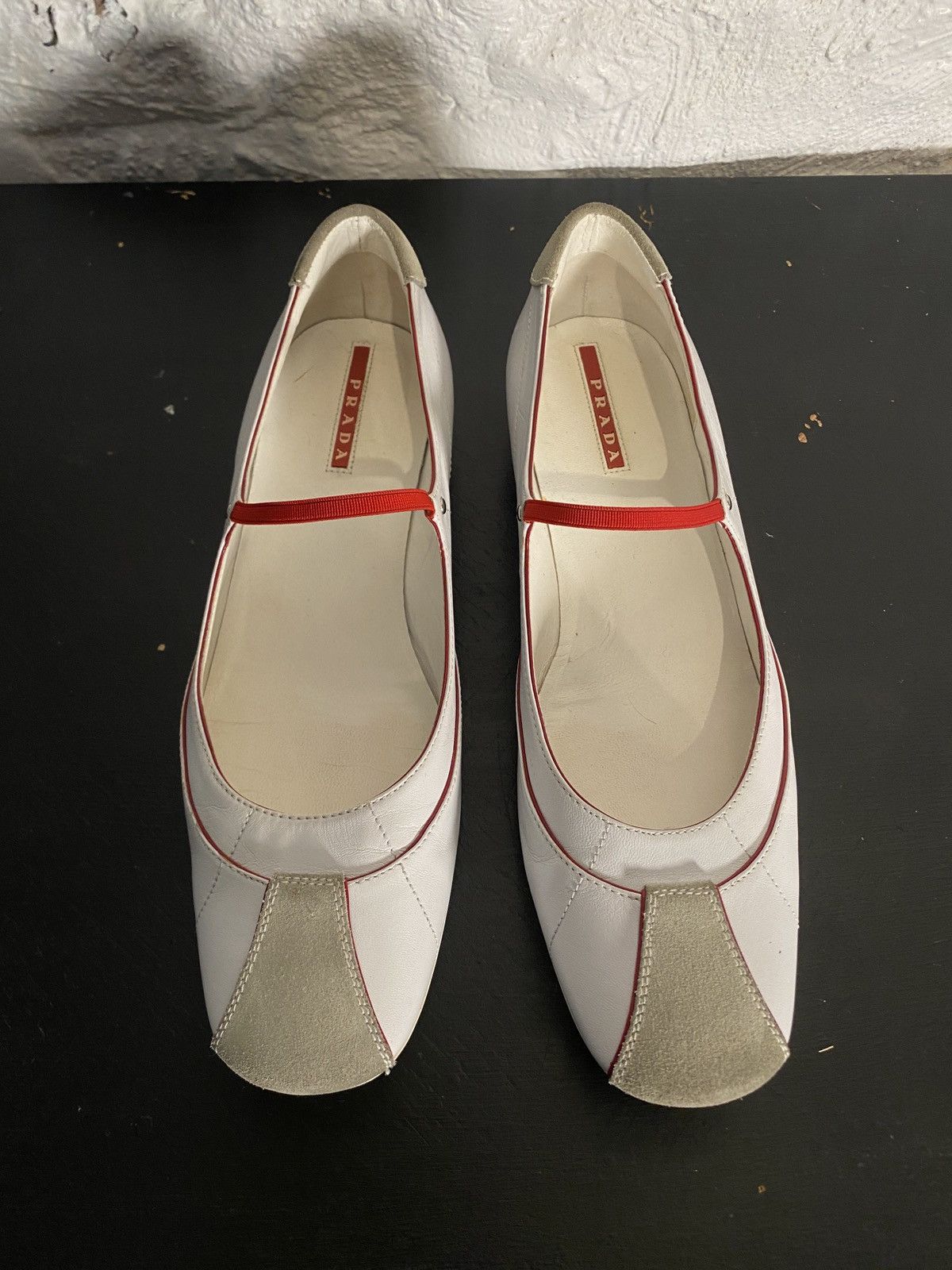 Prada Prada Red Label White leather and Grey suede shoes Size US 7 / IT 37 - 5 Thumbnail
