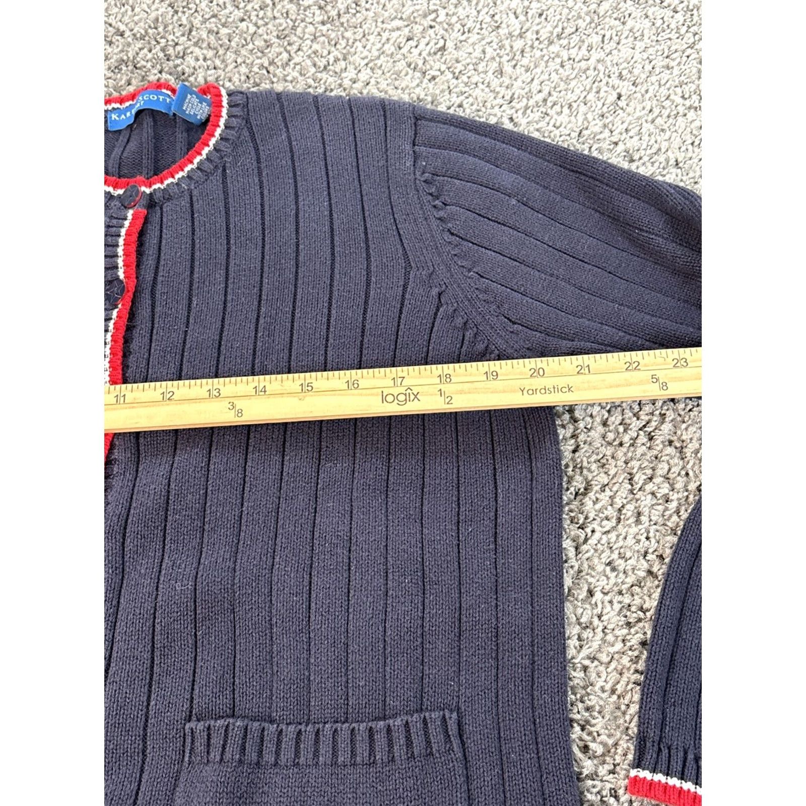 Vintage VINTAGE Karen Scott Cardigan Sweater Womens Medium Blue 90s Chunky-Knit Embroidered Crew Neck"} Size M / US 6-8 / IT 42-44 - 3 Thumbnail