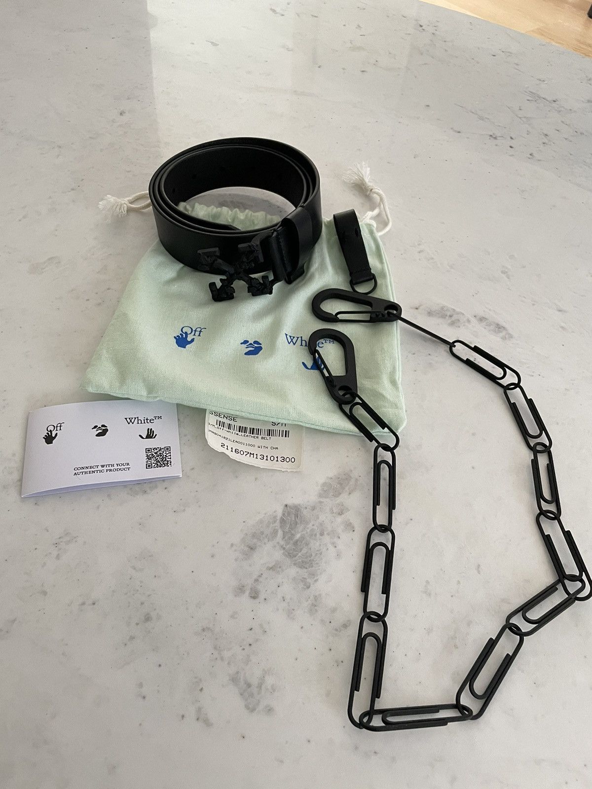 Off-White c/o Virgil Abloh Arrow Buckle Leather Belt in Blue for Men