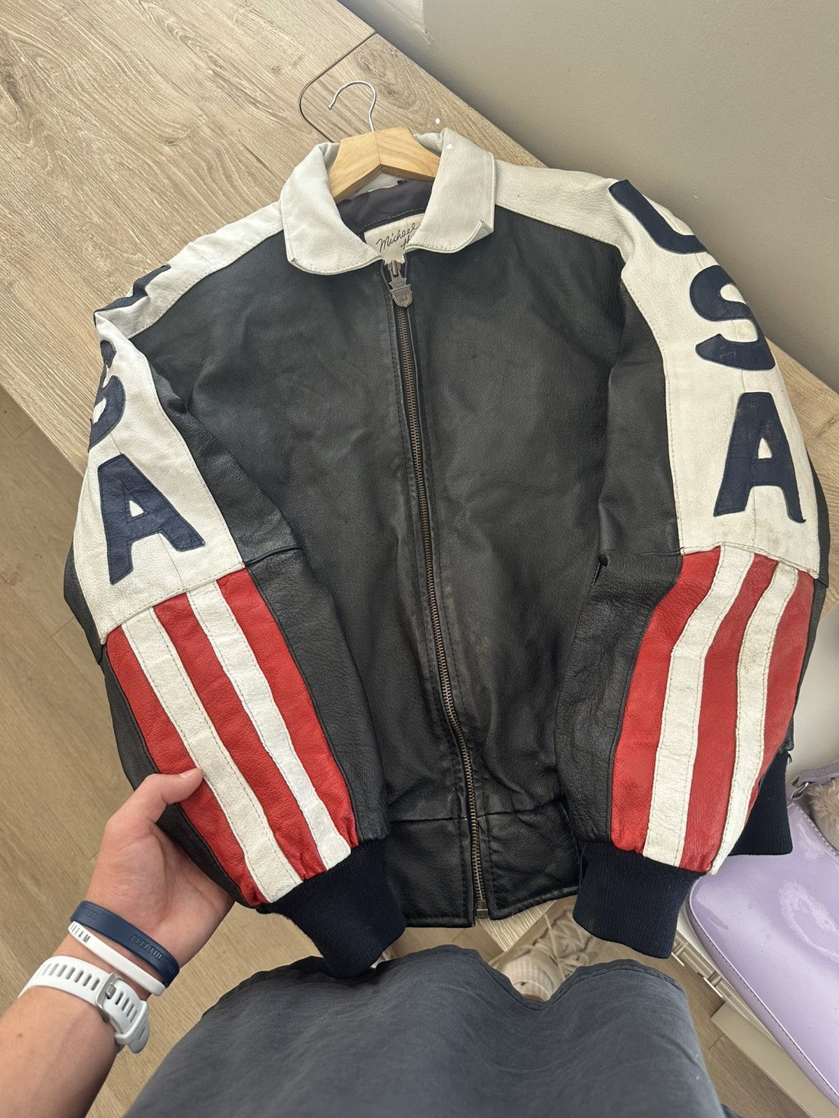 Vintage Vintage USA Leather Bomber Jacket Size US M / EU 48-50 / 2 - 4 Thumbnail