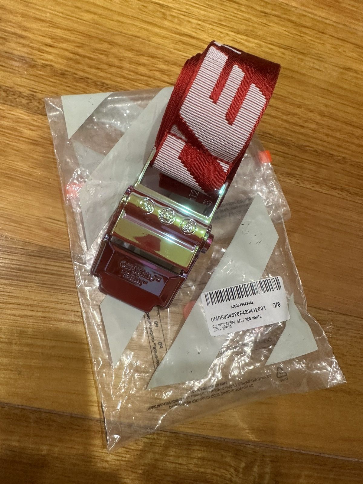 image of Off White Off-White - 2.0 Industrial Red White Belt, Men's