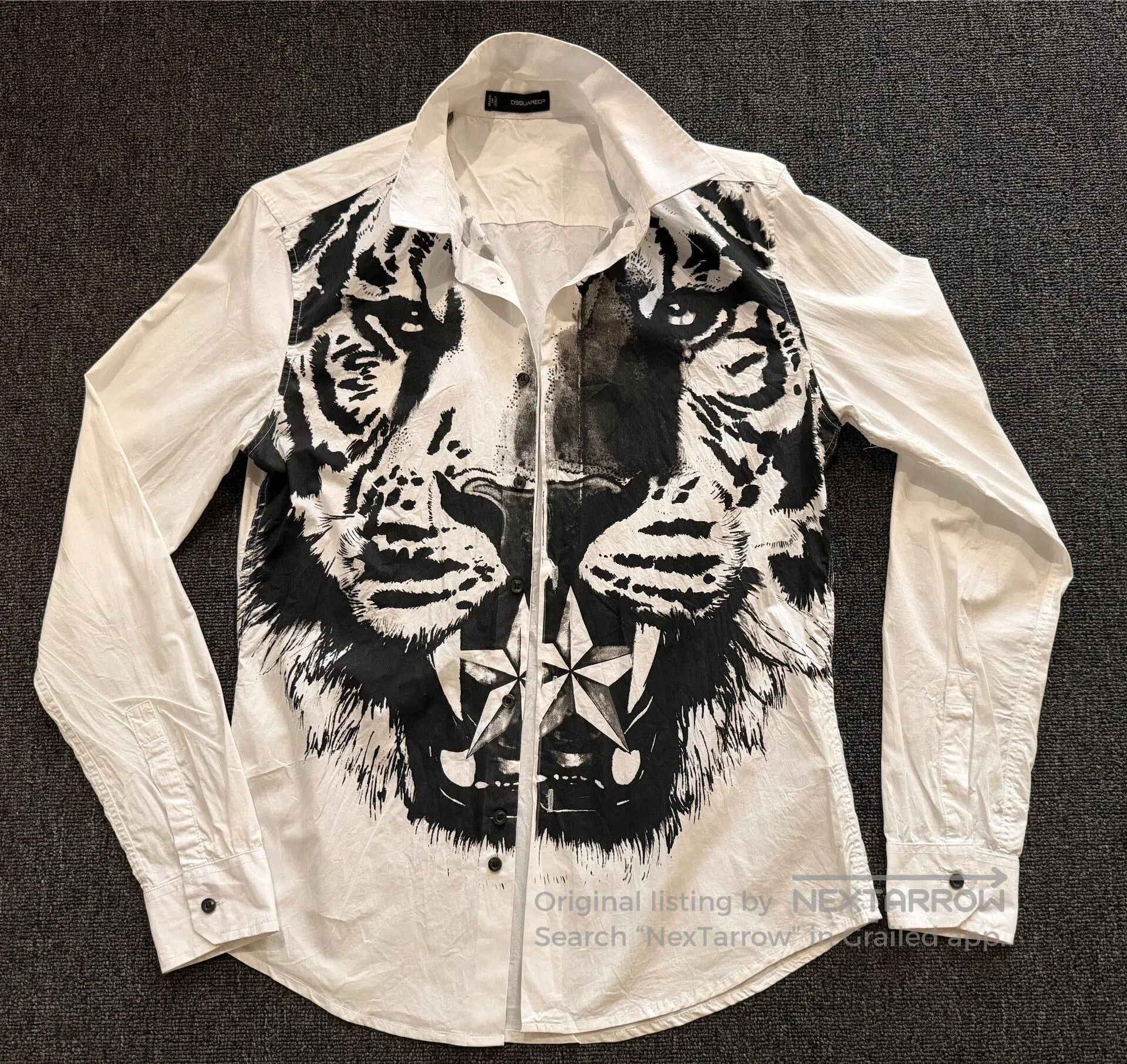 Dsquared2 Dsquared2 Tiger Print Long Sleeve Shirt. Size US M / EU 48-50 / 2 - 3 Thumbnail