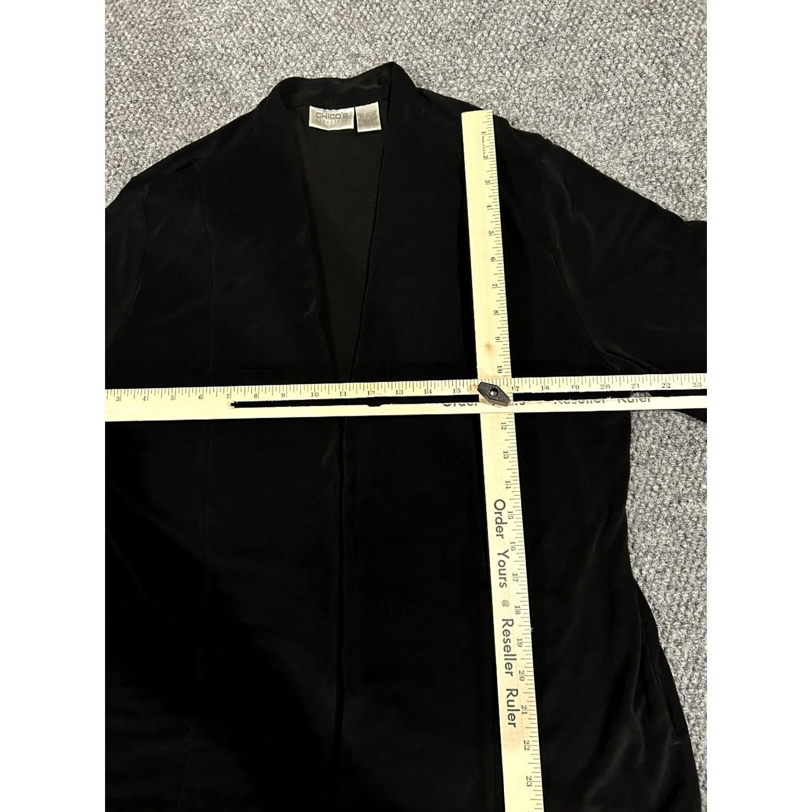 Vintage Chicos Blouse Shirt Womens 3 Black Stretch Long Sleeve Travel Casual Knit Acetate Regular Size 3 Blue Pattern Solid Classic Vintage No Size XS / US 0-2 / IT 36-38 - 4 Thumbnail