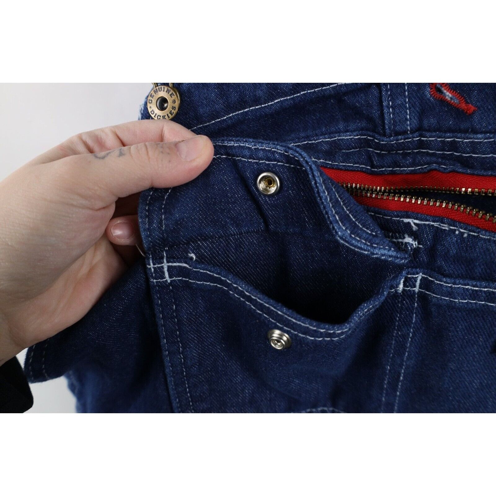 Dickies × Vintage Vintage Y2K Dickies Distressed Wide Leg Dungaree Overalls Size US 30 / EU 46 - 9 Thumbnail