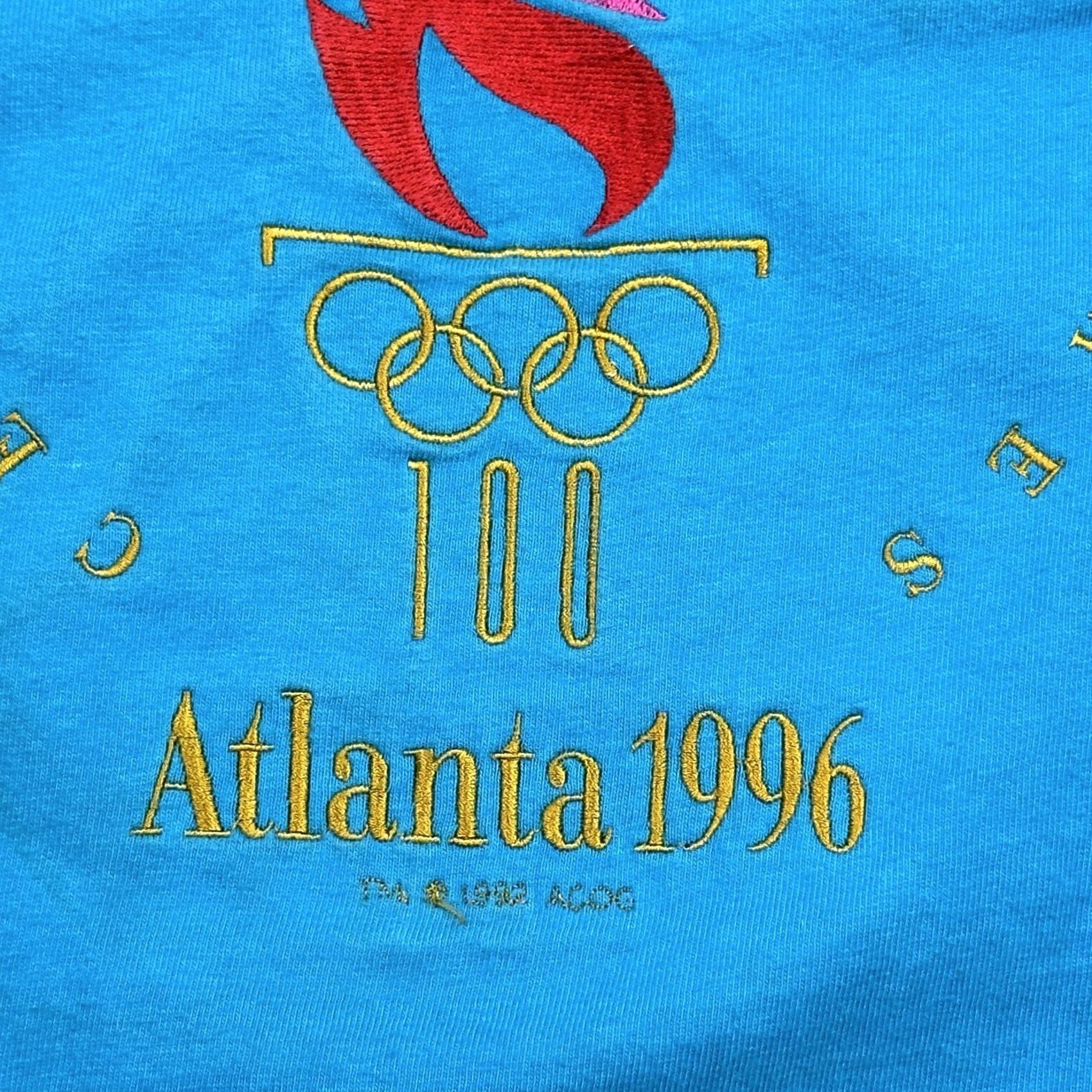 Hanes VINTAGE Atlanta 1996 Olympics Shirt Mens XL Blue Hanes Embroidered Single Stitch Size US XL / EU 56 / 4 - 3 Thumbnail