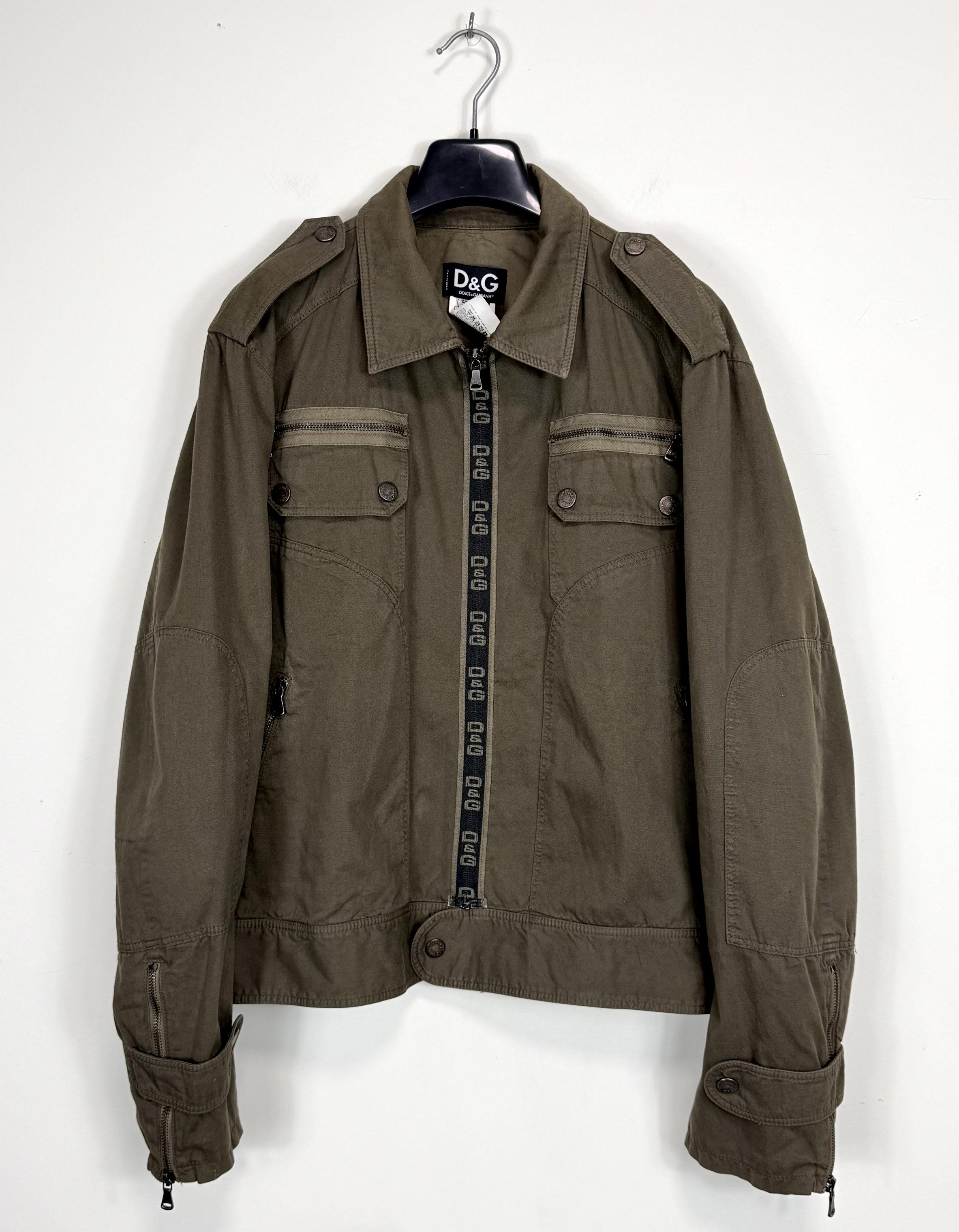 Dolce & Gabbana Dolce&Gabbana Zipper Logo Army Green Military Utility Jacket Size US L / EU 52-54 / 3 - 1 Thumbnail