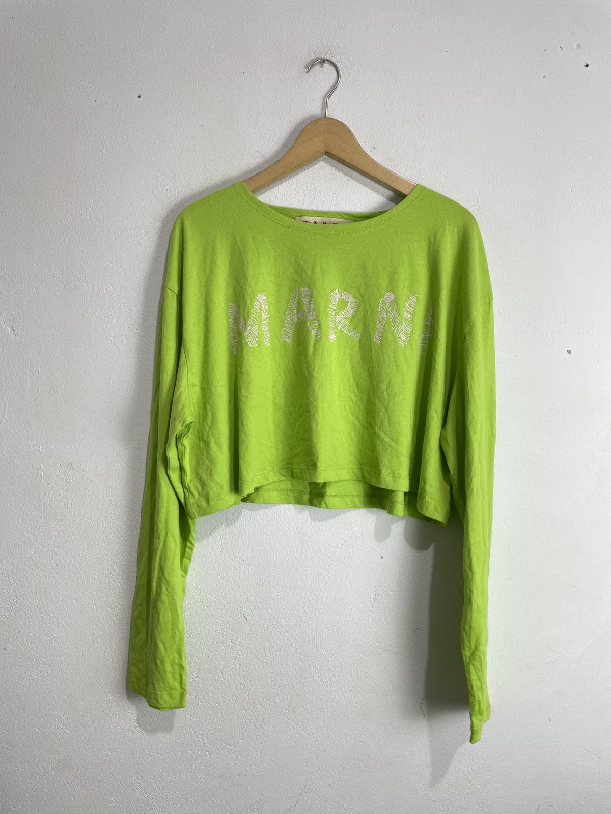 Marni Marni cropped Oversized logo green longsleeve Size L / US 10 / IT 46 - 1 Thumbnail