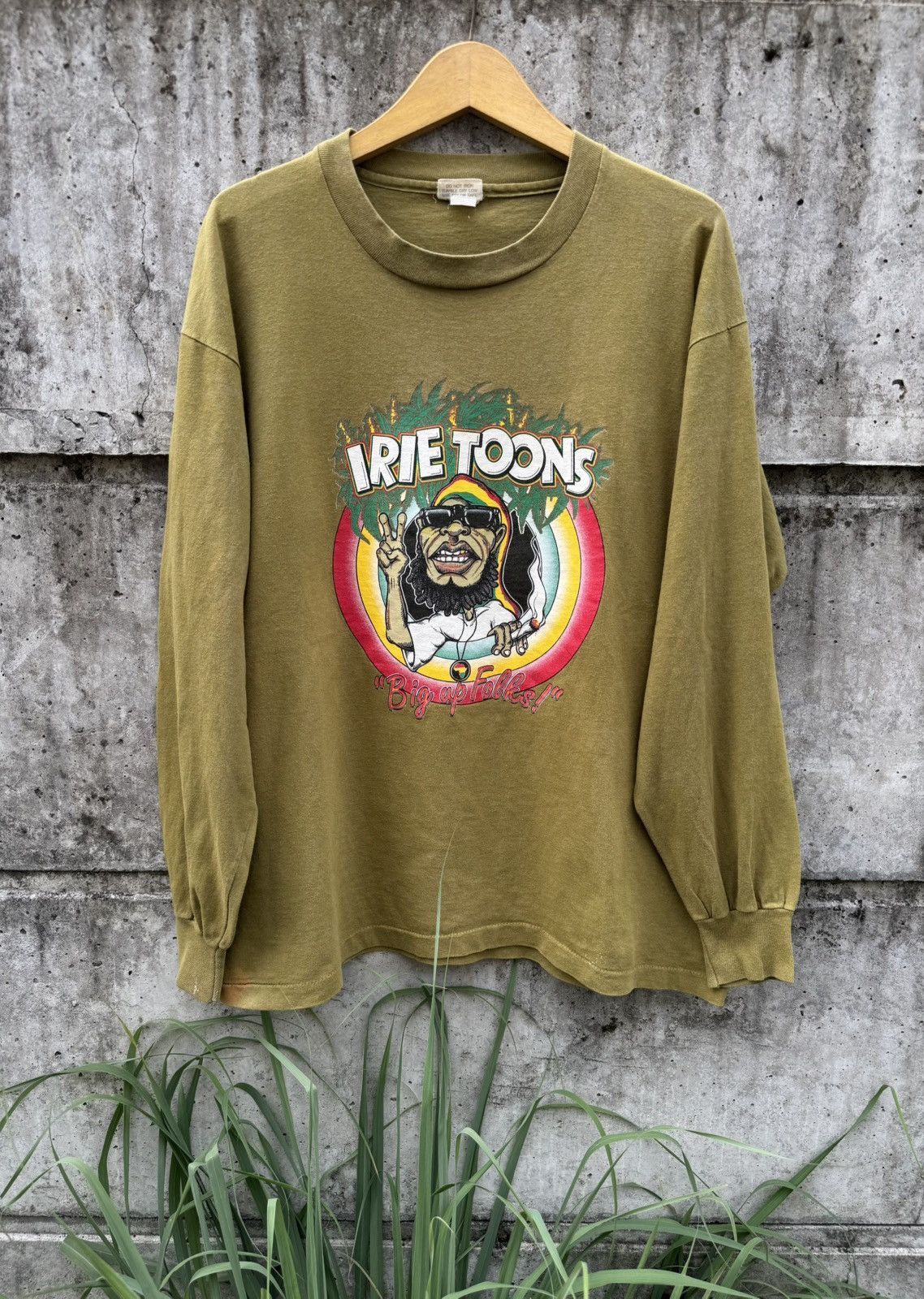 Bob Marley Vintage 90's Irie Toons Big up folks Longsleeve Size US L / EU 52-54 / 3 - 1 Thumbnail