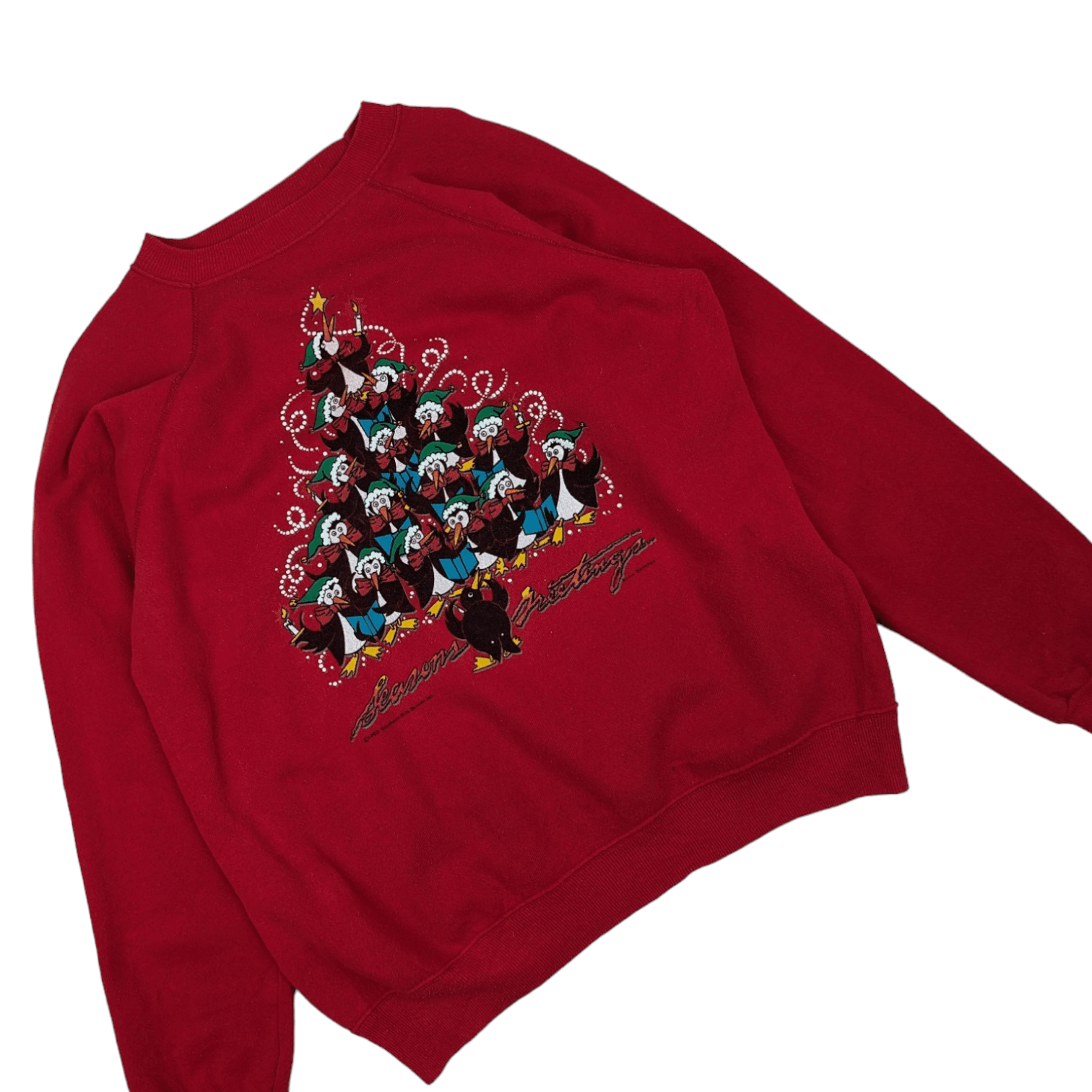 Hanes 1991 HANES Christmas Tree Penguin Season Greeting Jumper Size L / US 10 / IT 46 - 3 Thumbnail