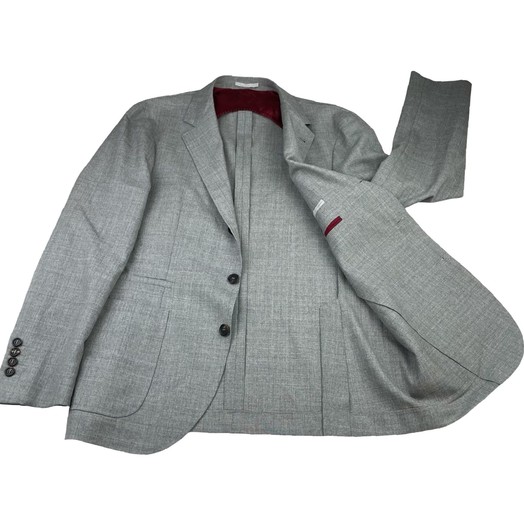 Brunello Cucinelli Brunello Cucinelli Blazer Men’s 42R Gray Wool Blend Unstructured 3-Button Double Vented 4-Button Cuff Notch Lapel Jacket Coat Regular Size Mens Size 42R - 3 Thumbnail