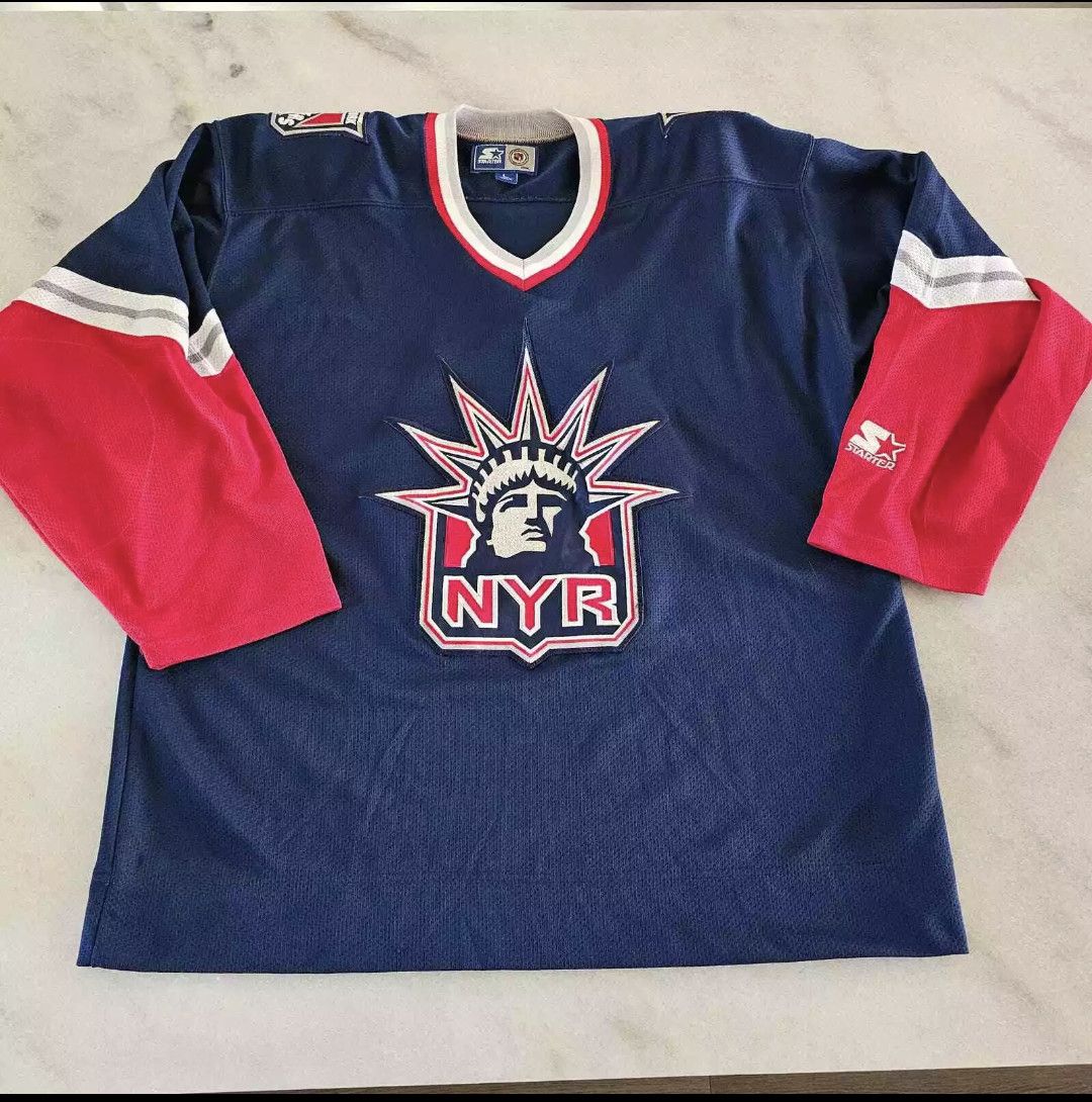 Image of New York Rangers Starter Jersey in Navy, Men's (Size Large)