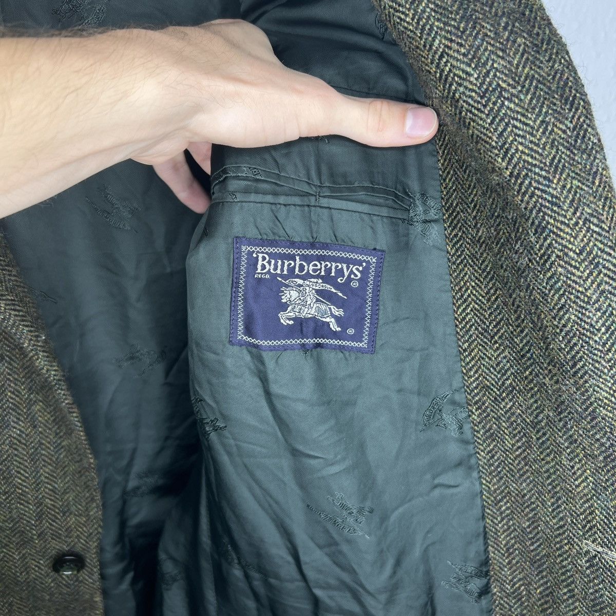 Burberry × Designer × Vintage Vintage Burberry Mens Wool Jacket Blazer Herringbone 90s Y2K Size US L / EU 52-54 / 3 - 8 Thumbnail