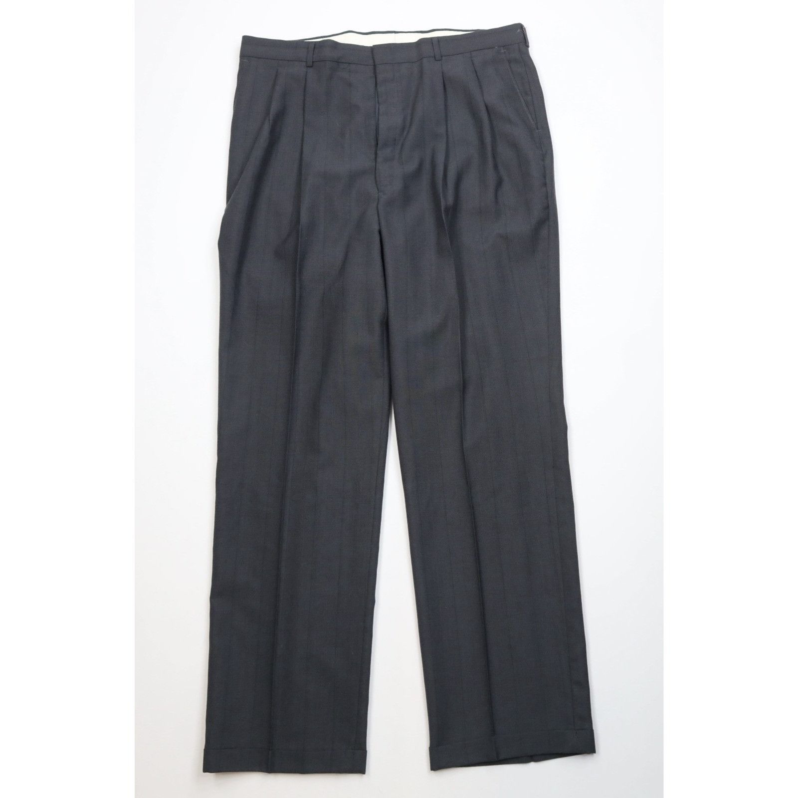 Vintage Vintage 90s Streetwear 2 Piece Wool Striped Suit Wedding Size 48R - 11 Thumbnail