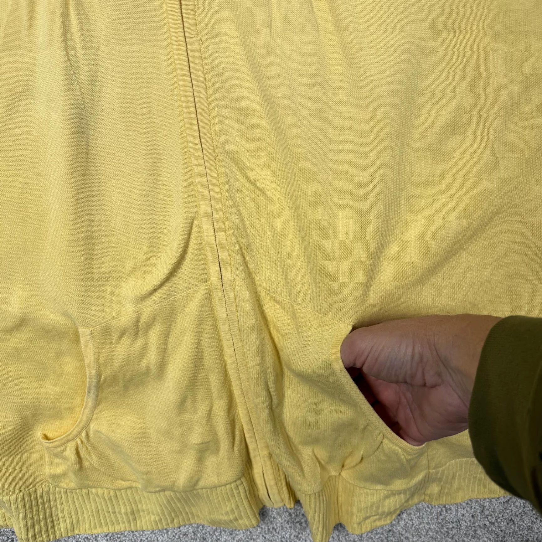Vintage CJ Banks Cardigan Sweater Womens 2X Plus Yellow Hooded Full Zip Cotton Pastel Size XXL / US 16-18 / IT 52-54 - 5 Thumbnail