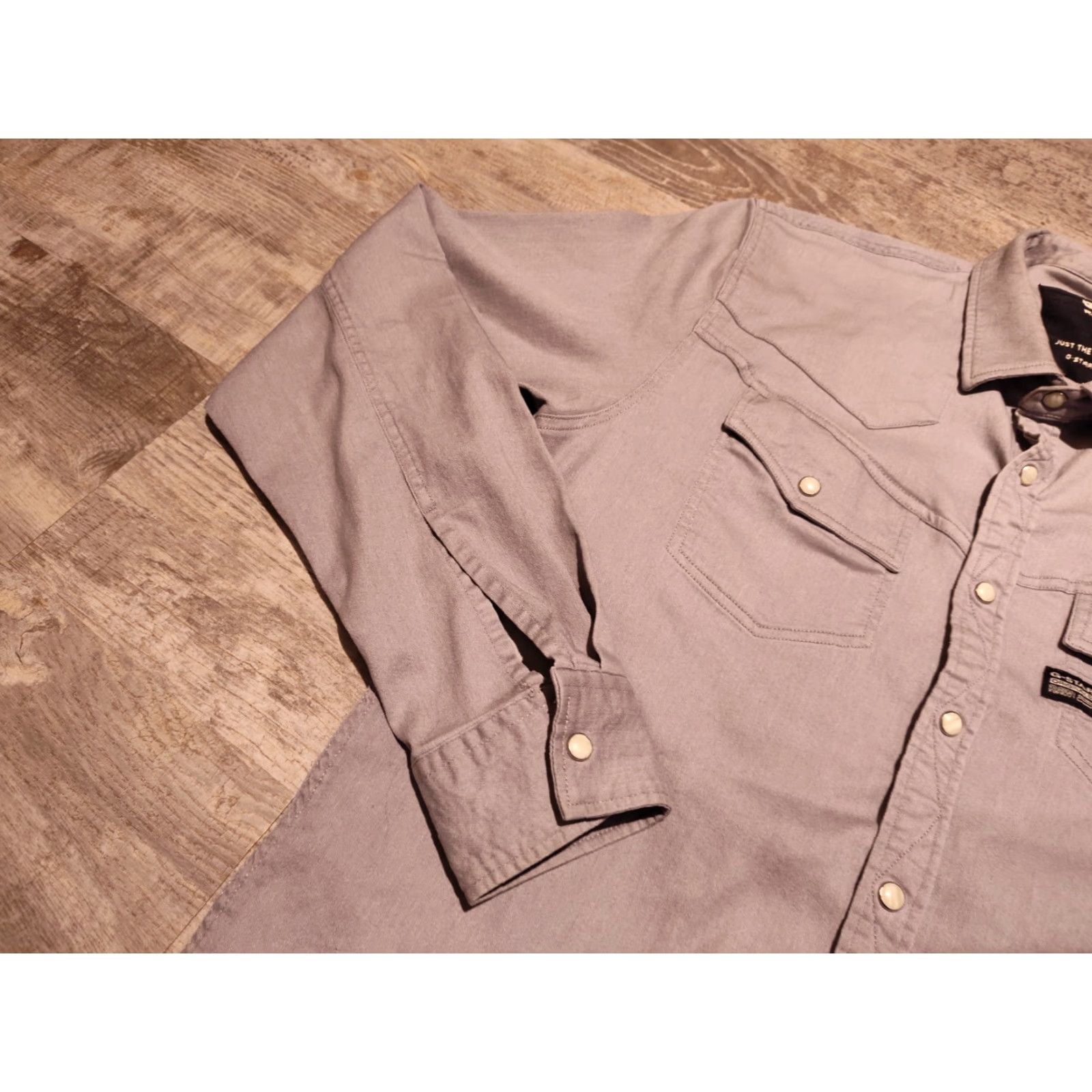 G-Star VINTAGE G-Star Raw Men's Western Shirt Long Sleeve Pearl Snap Button-Up Cotton Gray M/L Boys Size US M / EU 48-50 / 2 - 5 Thumbnail