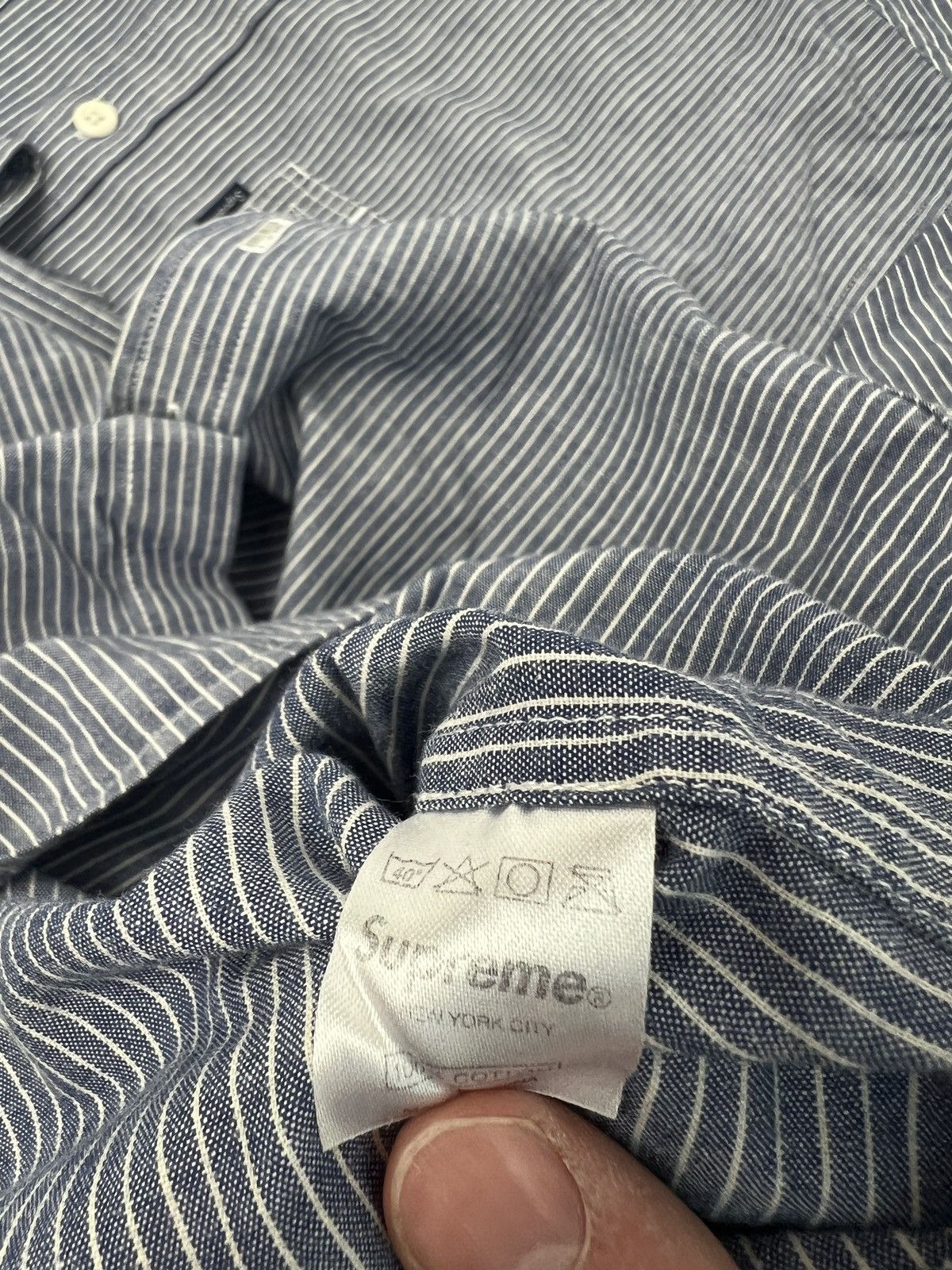 Striped Light Wash Button Up Down