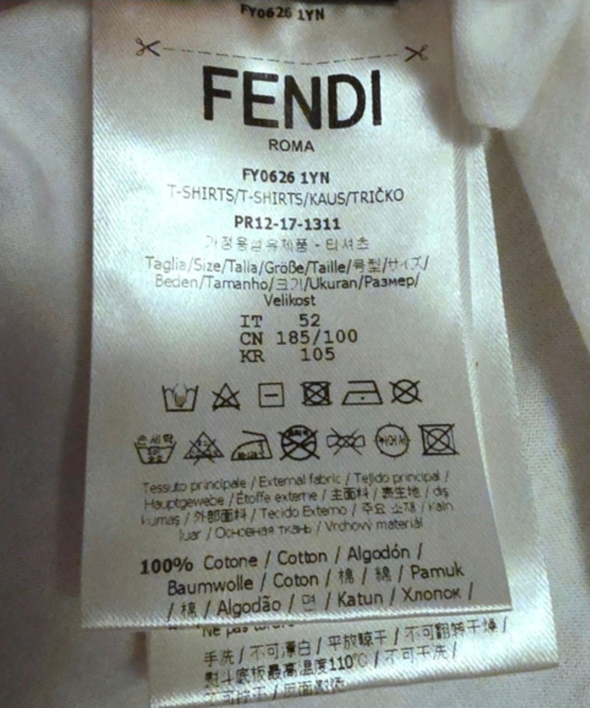 Fendi Fendi Karlito Strass White Tee Size US L / EU 52-54 / 3 - 9 Thumbnail