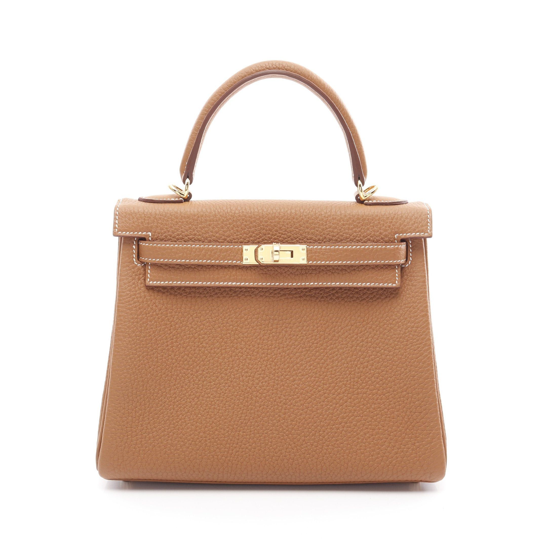 Hermes Hermes Kelly 25 Gold Handbag Togo Brown Hardware Inner Stitch Double Engraved Size ONE SIZE - 1 Thumbnail