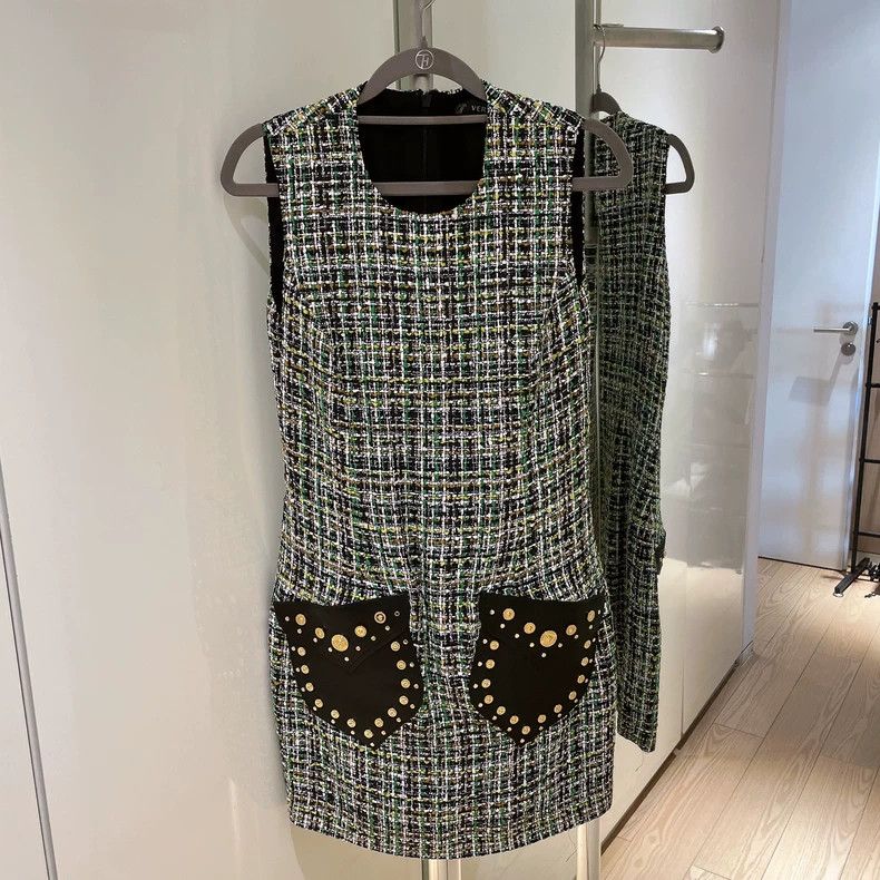 Versace Versace Colorful tweed dress Size L / US 10 / IT 46 - 1 Thumbnail