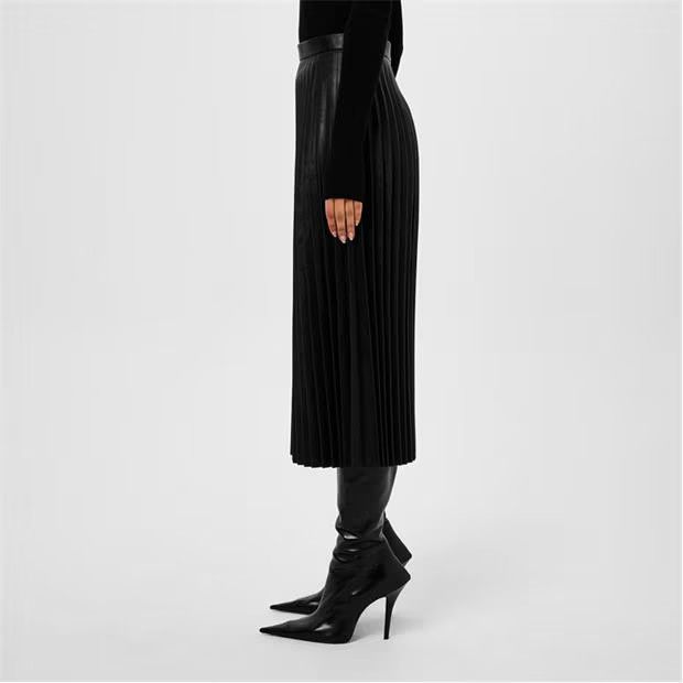 Balenciaga o1g2r1mq0924 Pleated Skirts in Black Size 22" - 4 Thumbnail