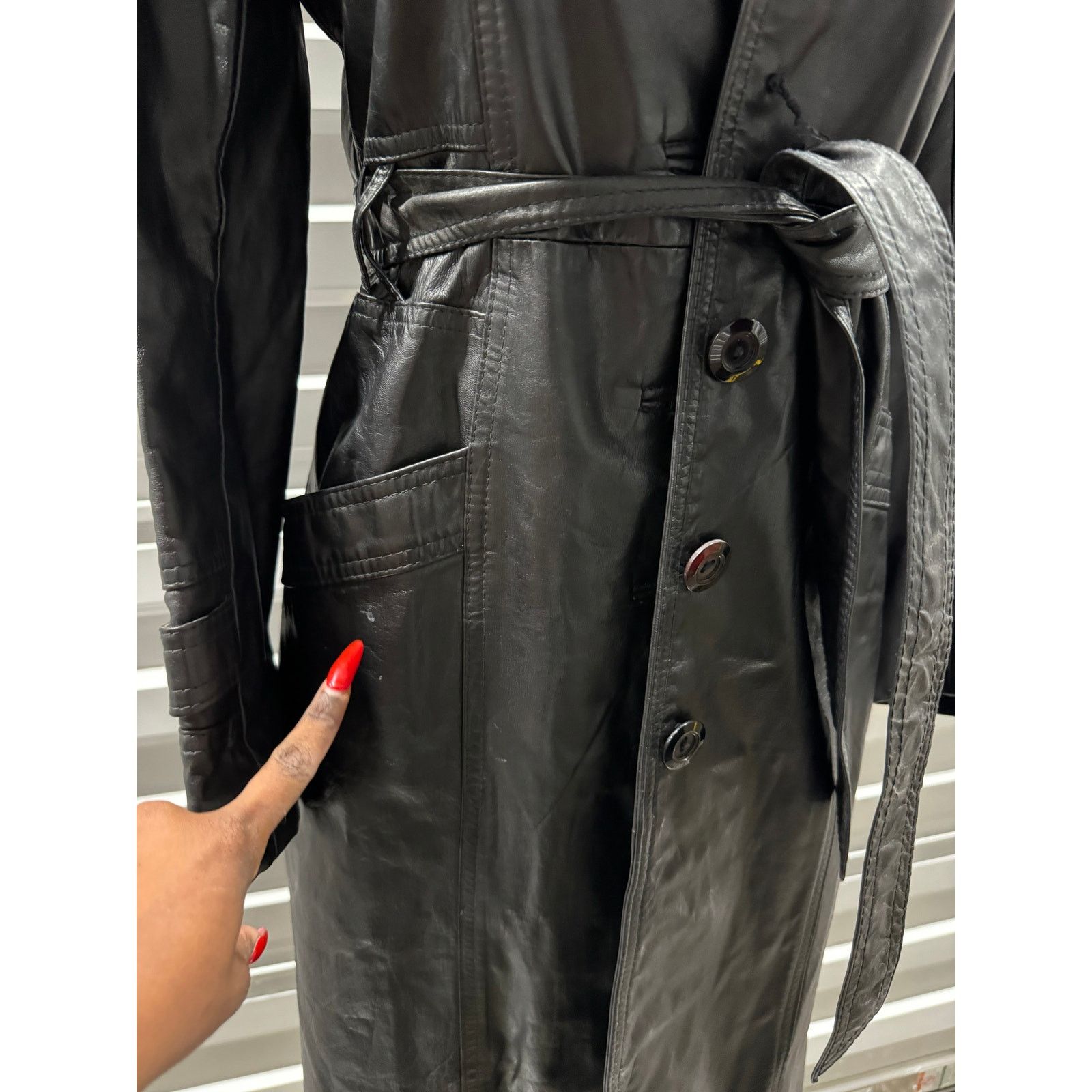 Vintage LEATHER vintage TRENCH COAT Size XS / US 0-2 / IT 36-38 - 6 Thumbnail