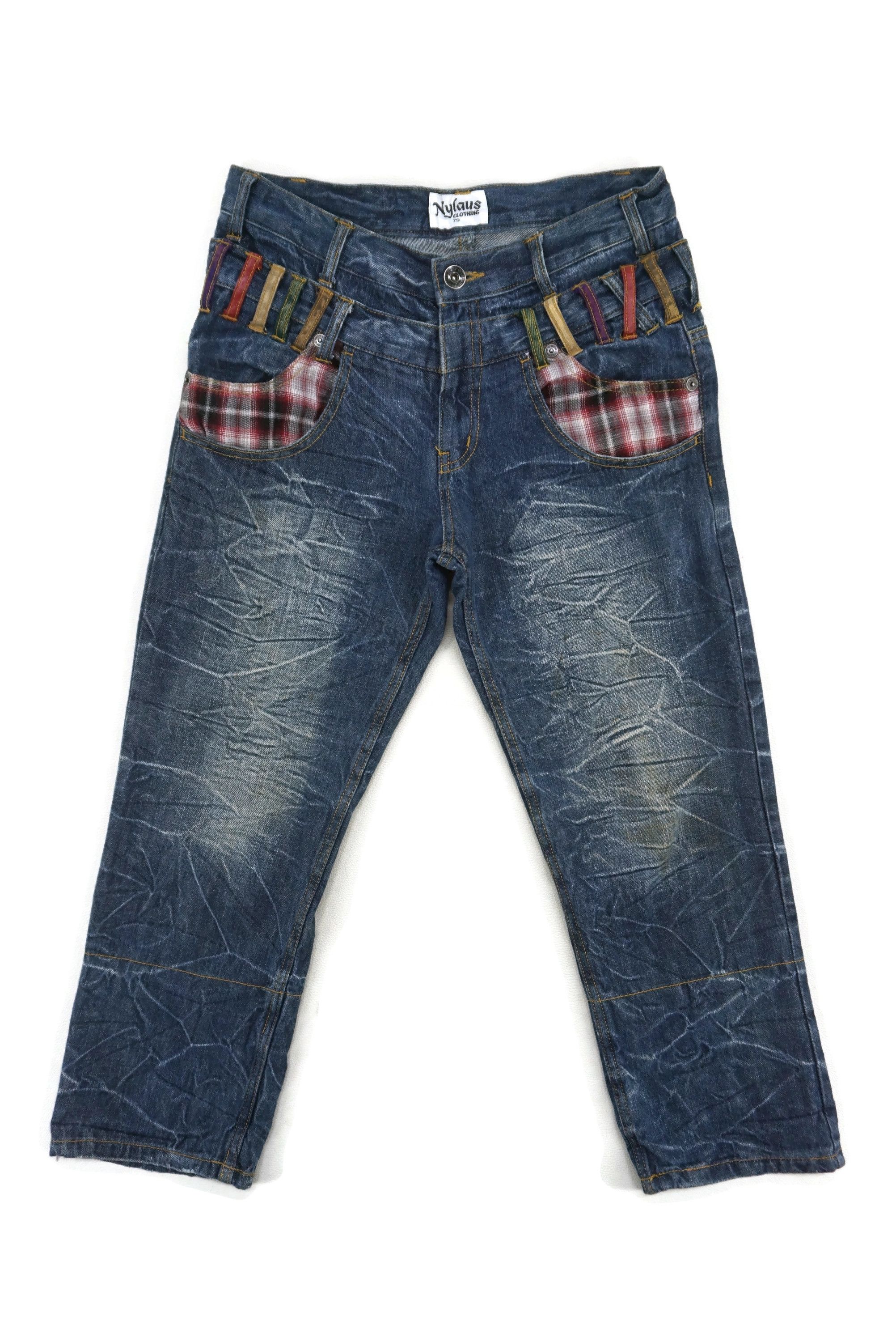 Japanese Brand Nylaus Jeans Size W31xL24.5 Double Waist Cropped Jorts Denim Size US 31 - 1 Thumbnail
