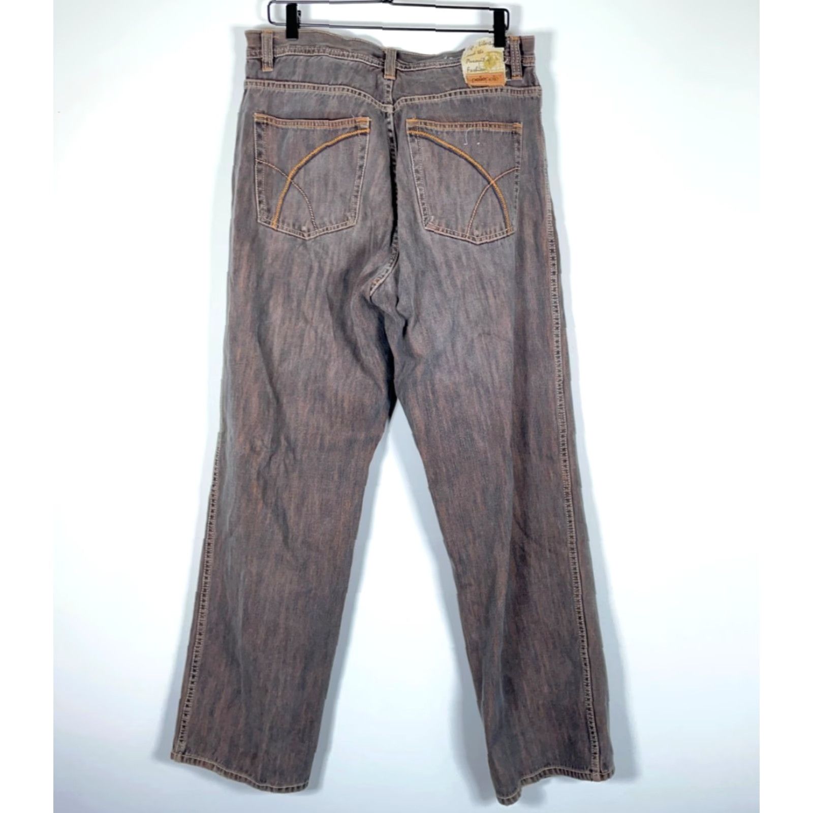Pelle Pelle VINTAGE Pelle Pelle Baggy Fit Jeans Men 36 x 34 Dark Gray Streaky Loose Straight 90s Hip Hop Retro Jeans Mens Size US 36 / EU 52 - 2 Thumbnail