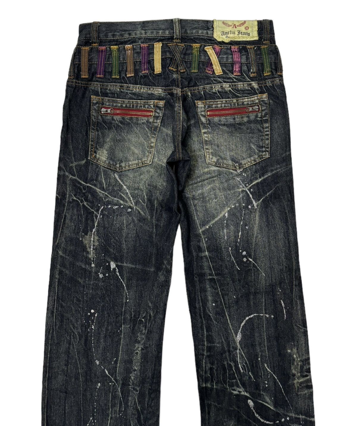 If Six Was Nine 🔥DOUBLE WAIST DENIM ANTFUL DISTRESSED DENIM BAGGY JEANS Size US 33 - 7 Thumbnail
