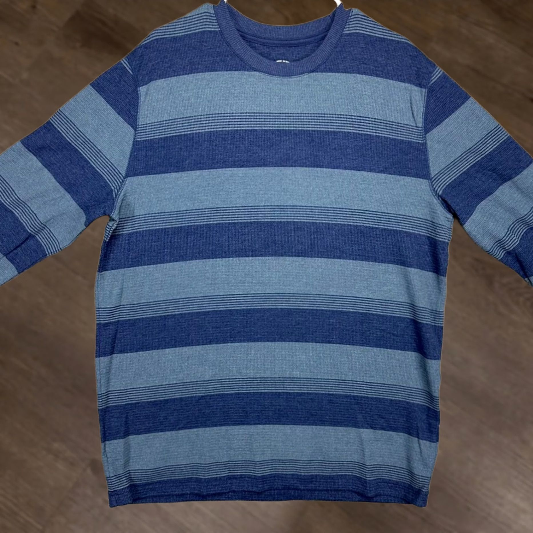 Vintage Roebuck & Co. Sweater Mens XL Blue Striped Thermal Waffle Knit Crew Neck Pullover Size US XL / EU 56 / 4 - 1 Thumbnail