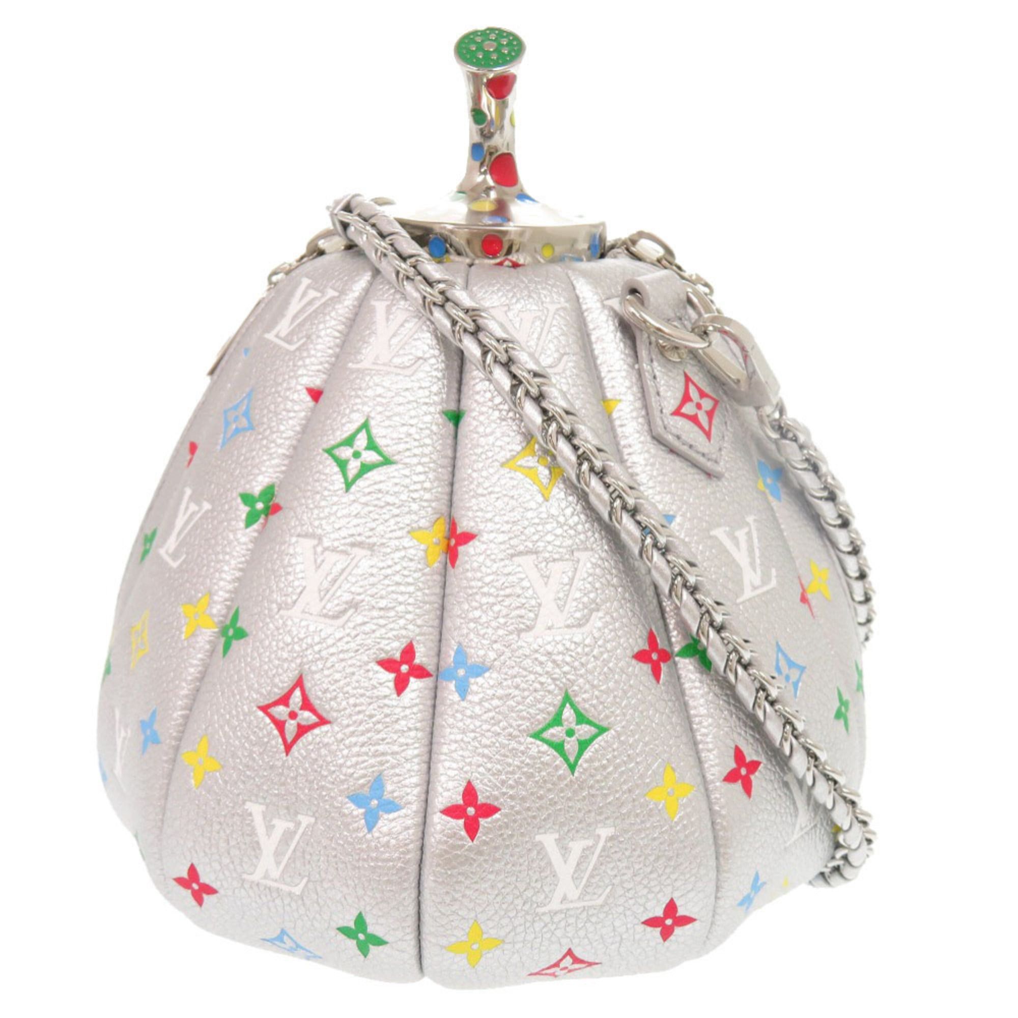 Unused Louis Vuitton x Yayoi Kusama Pumpkin Handbag M21761 IC Leather Silver Multicolor Shoulder Bag LV 1496LOUIS VUITTON