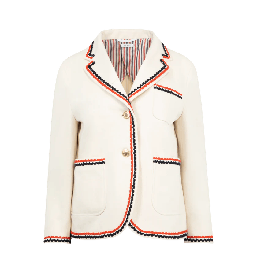 Thom Browne o1h1sh11225 Selvedge Denim Cropped Sportcoat in White Size M / US 6-8 / IT 42-44 - 1 Thumbnail